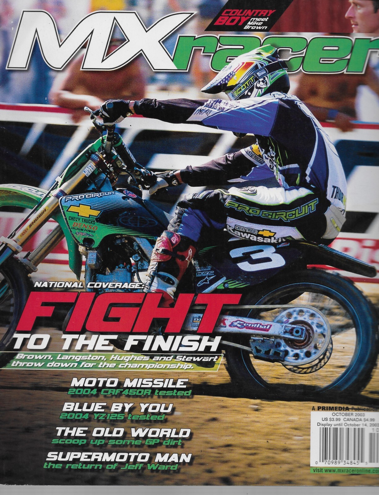 MX Racer Magazine – October 2003 – Mike Brown cover – motocross supercross