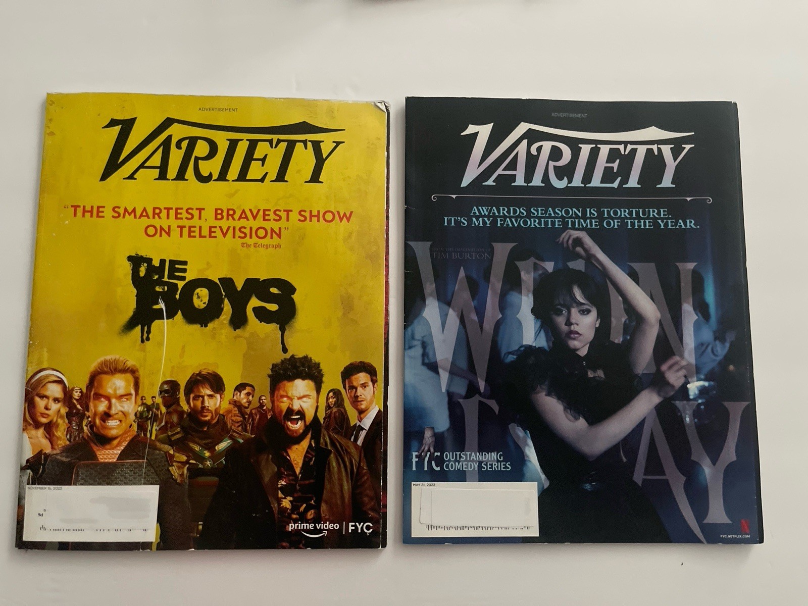 Variety Mag Lot The Boys (2022) & Wednesday (2023) Jenna Ortega⁠