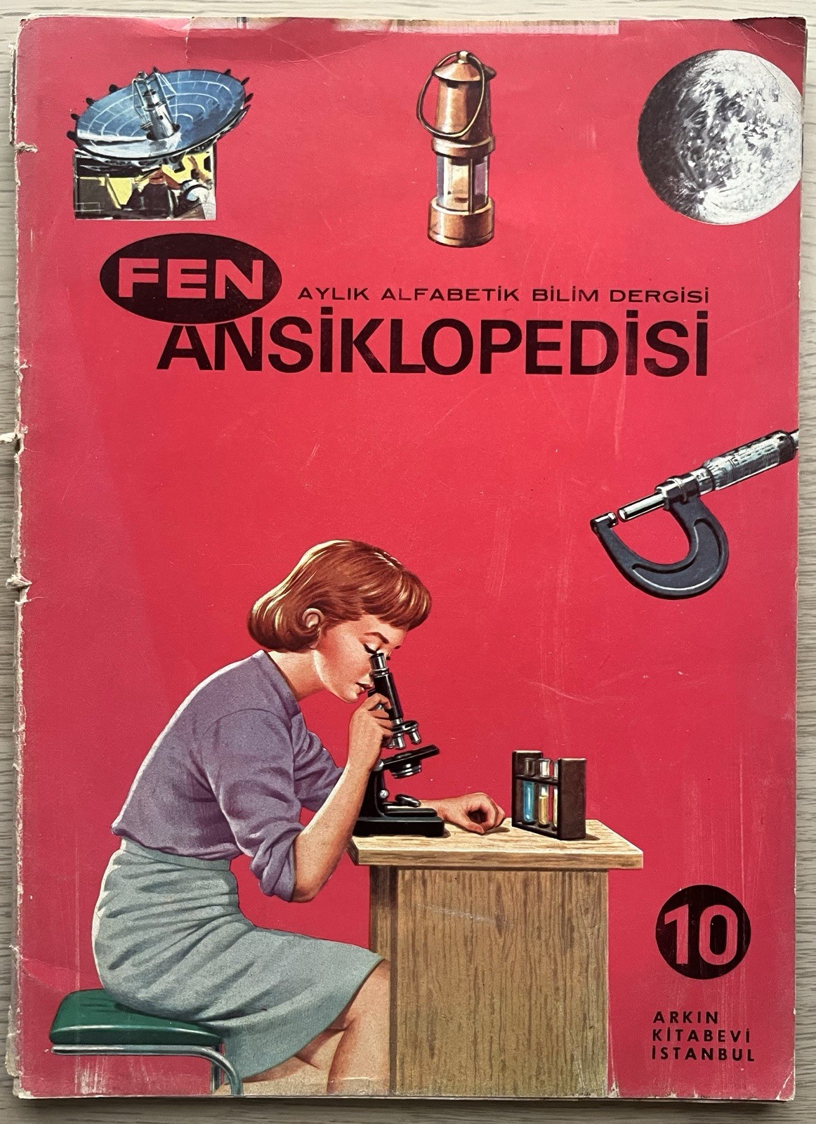 1966 Fen Ansiklopedisi Turkish Science Magazine No 10 Illustrated Cover