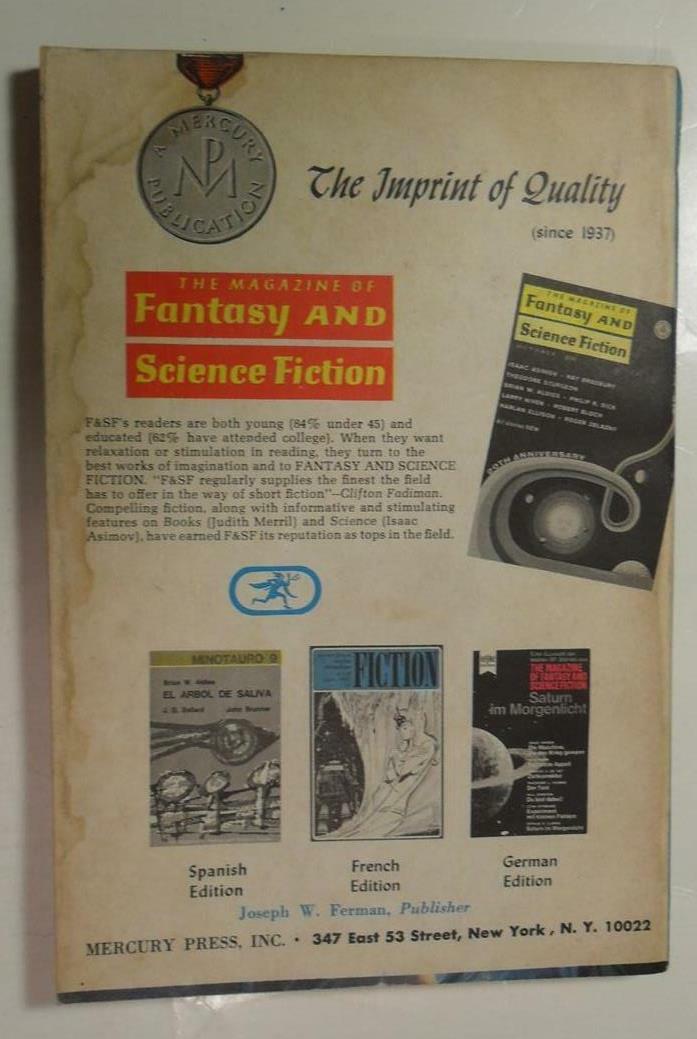 FANTASY AND SCIENCE FICTION DEC 1969 ISSAC ASIMOV MANLY WADE WELLMAN SONY DORMAN