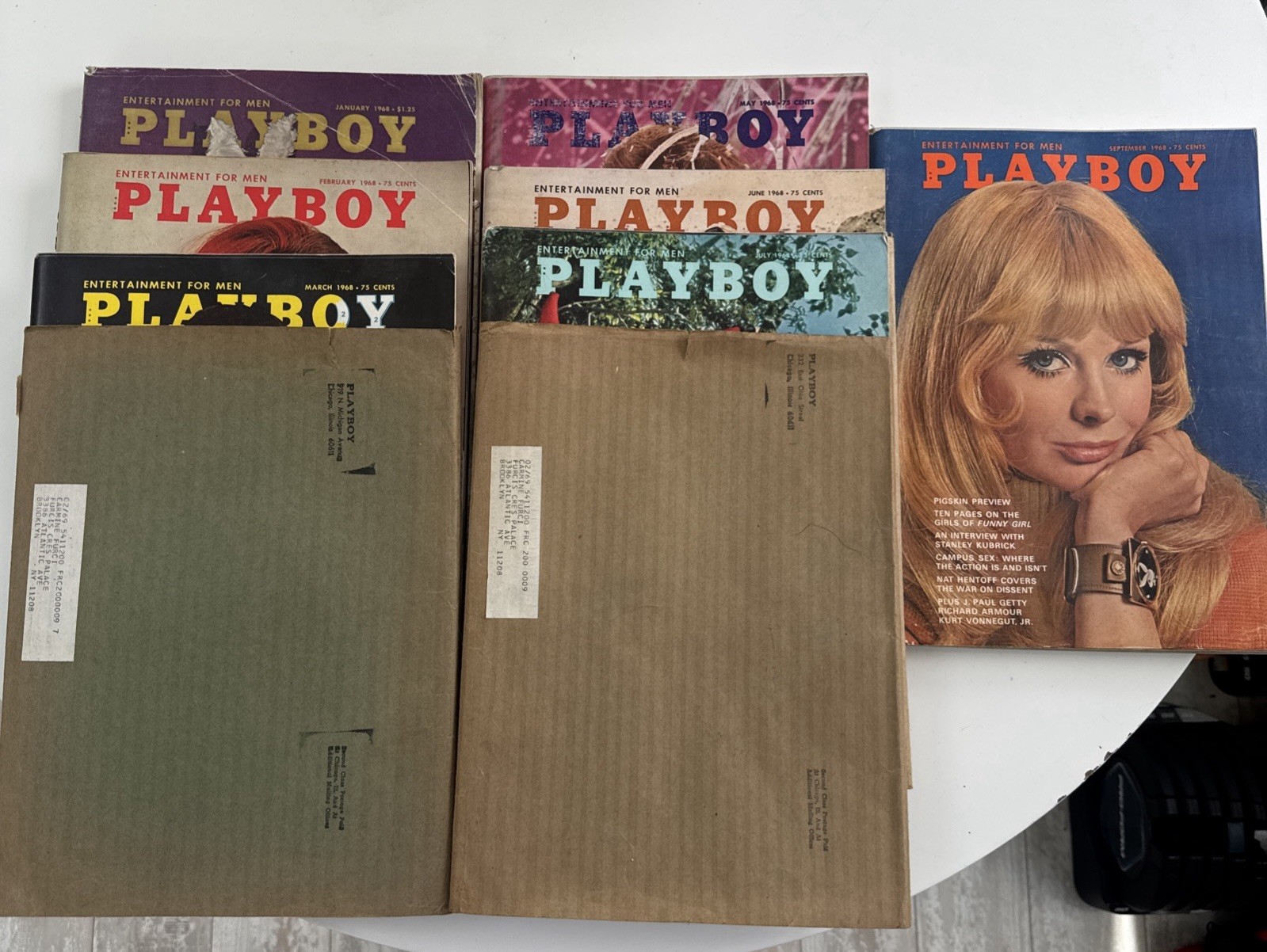 Vintage Playboy Magazines 1968 7 Issue Lot Centerfolds