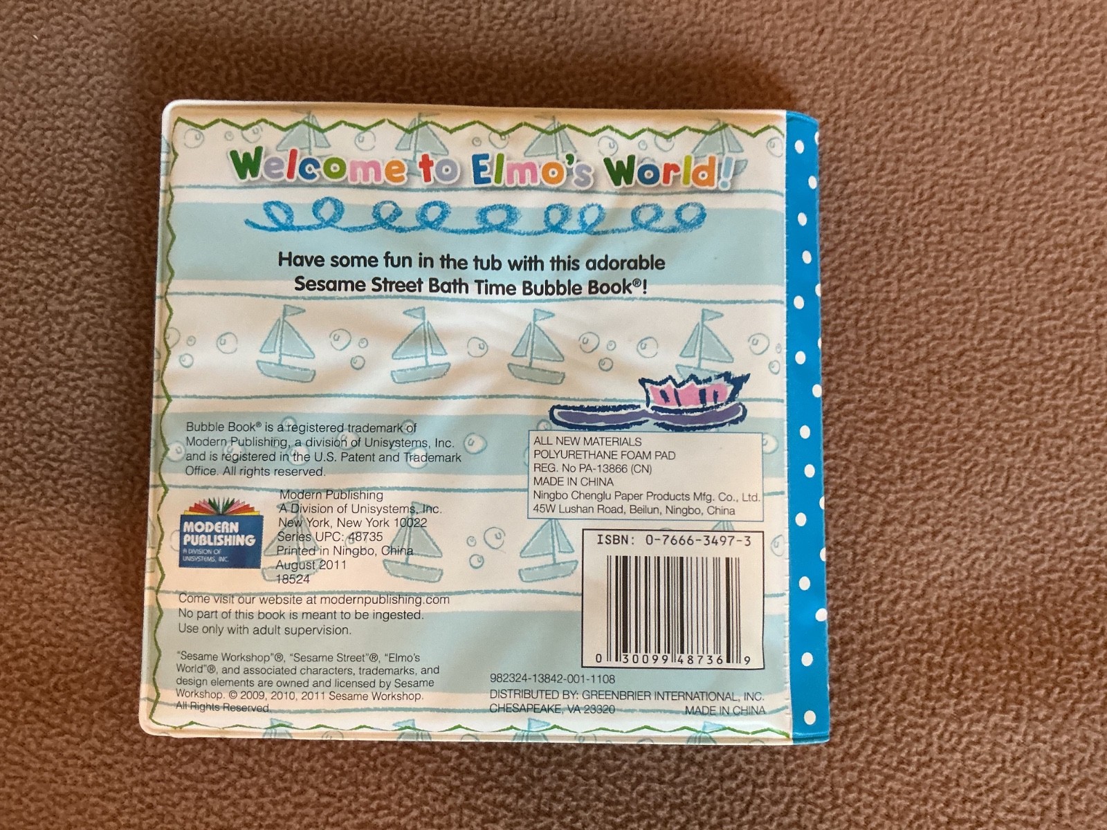 Rare Elmo’s World Let’s Get Clean Bath Time Bubble Book Bathrobe cover HTF