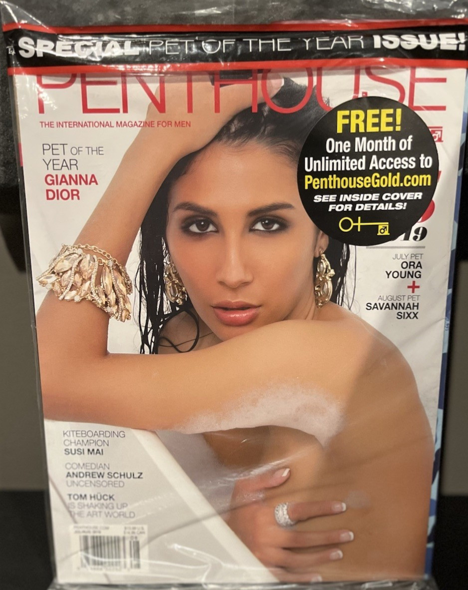 Penthouse Magazine. July/Aug 2019 Pet of Year Gianna Dior. Andrew Schulz. New!