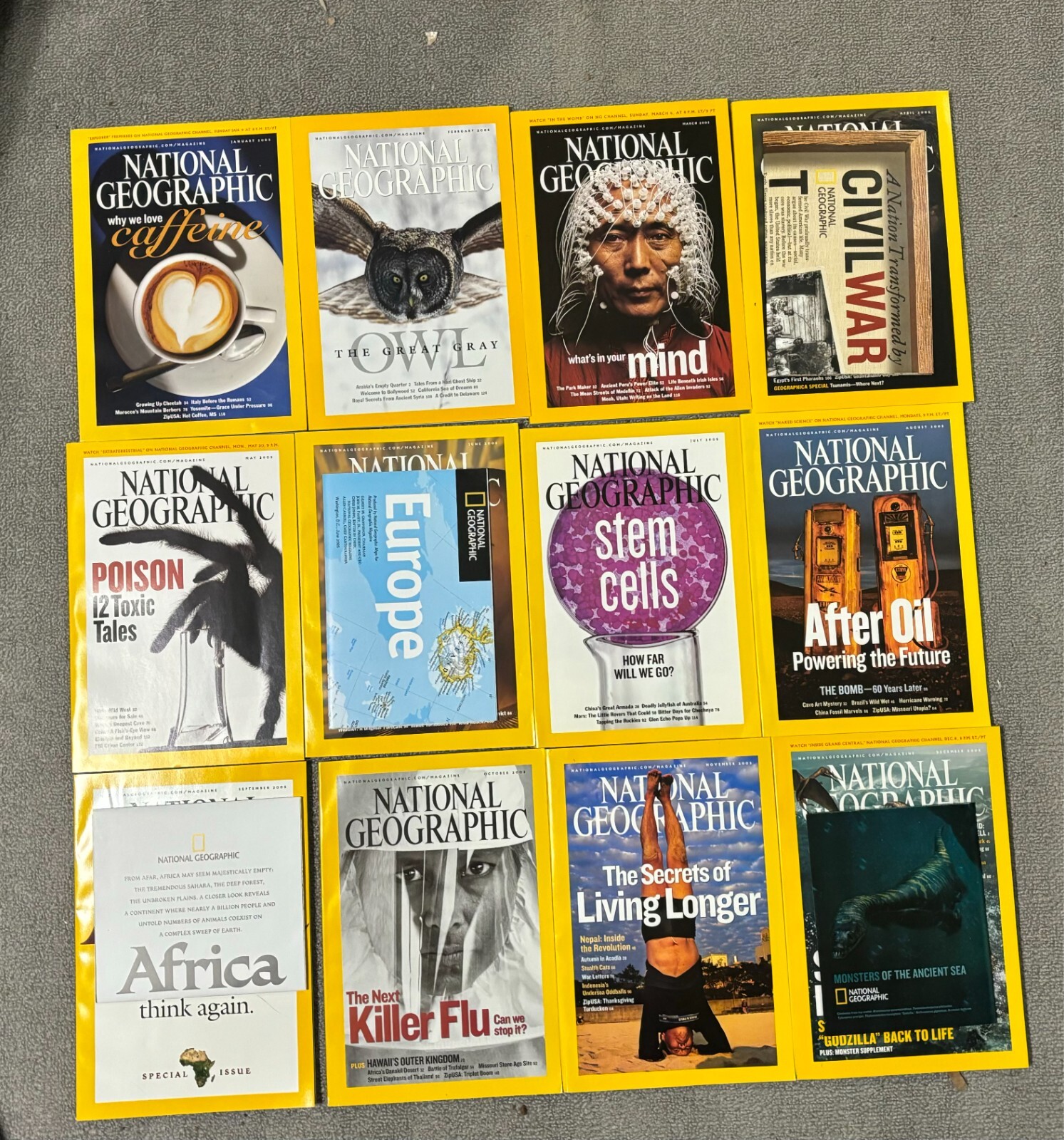 National Geographic Magazine 2005 Complete Year With Slip Covers And Maps