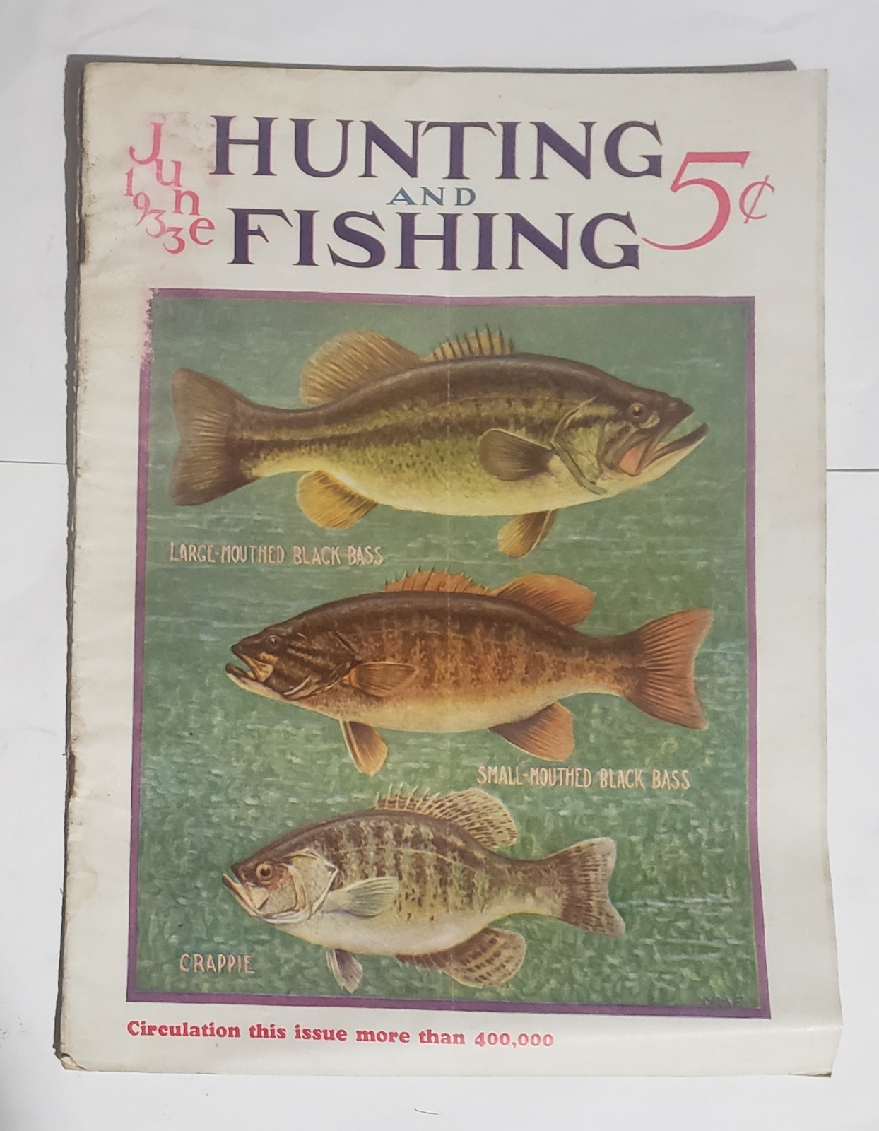 Vintage June 1933 Hunting and Fishing Magazine . Large And Small Mouthed Bass