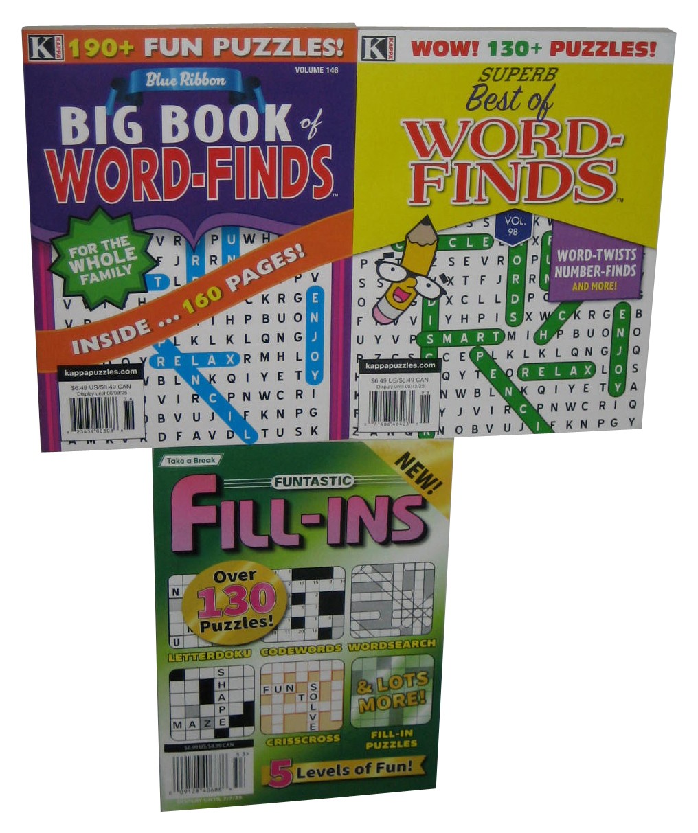 Kappa Take A Break Fill-In Word-Finds Puzzle Paperback Lot – (3 Books)