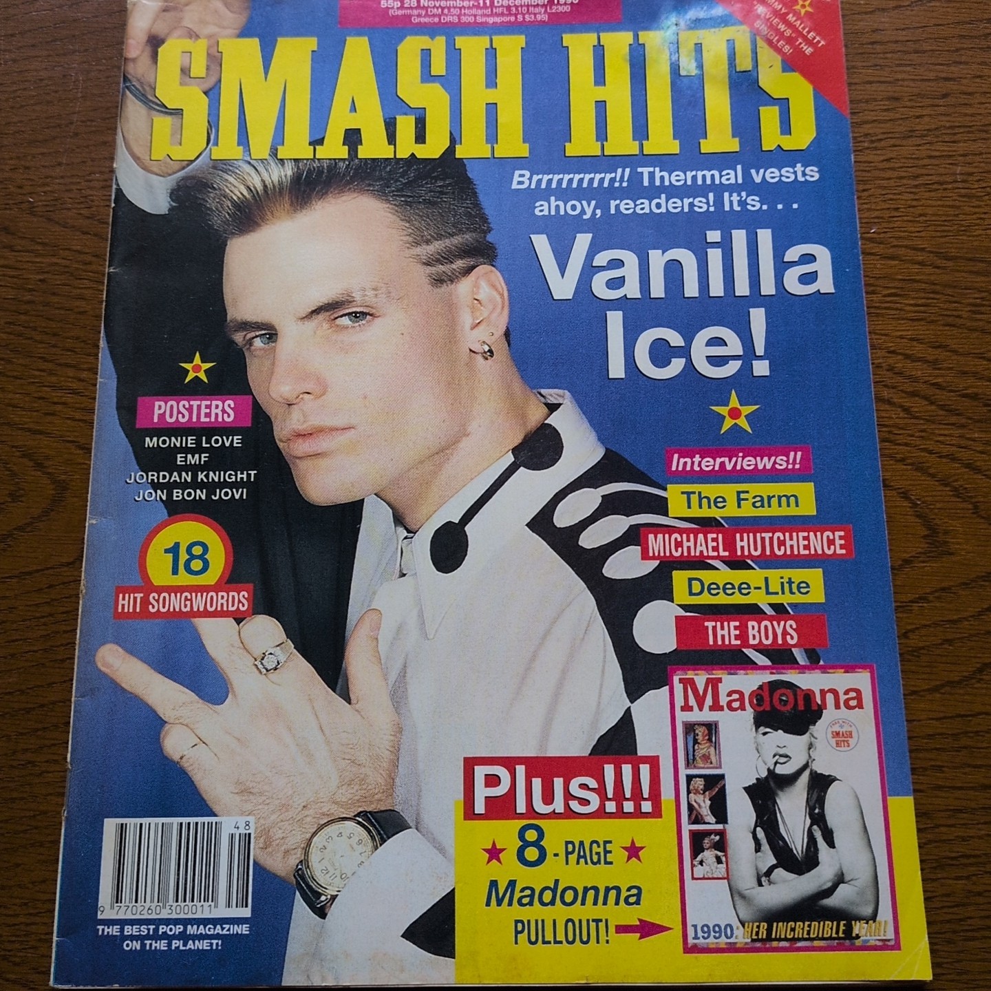 Madonna Vanilla Ice SMASH HITS Magazine 1990 8-Page Pullout Booklet Music Pop