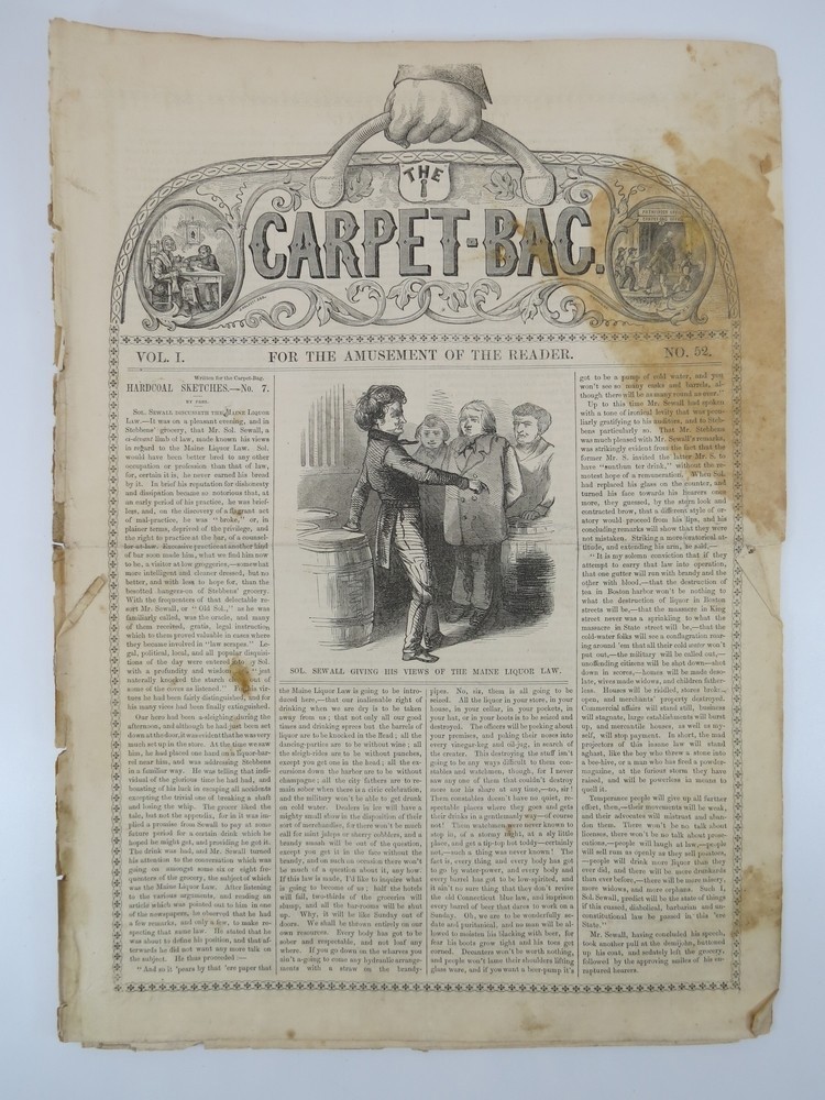 THE CARPET-BAG WEEKLY (NEWSPAPER/MAGAZINE) , VOLUME I. NO. 52. MARCH 27, 1852