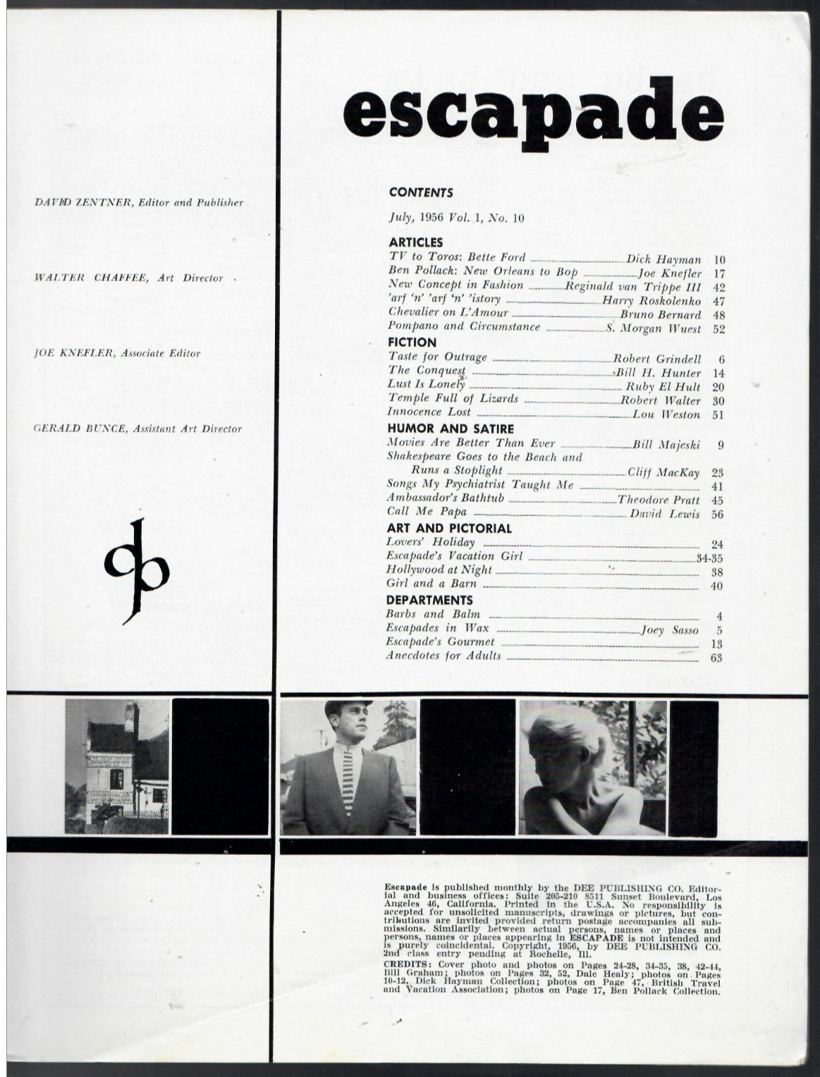 ESCAPADE Men’s Magazine July 1956 Figure Models, Fiction, Humor, VG