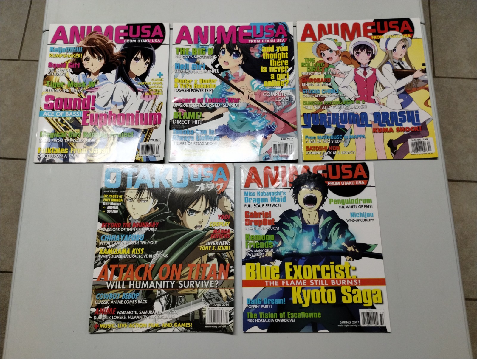 Otaku USA Anime USA Magazine Lot of 5 Manga 2014 2015 2017