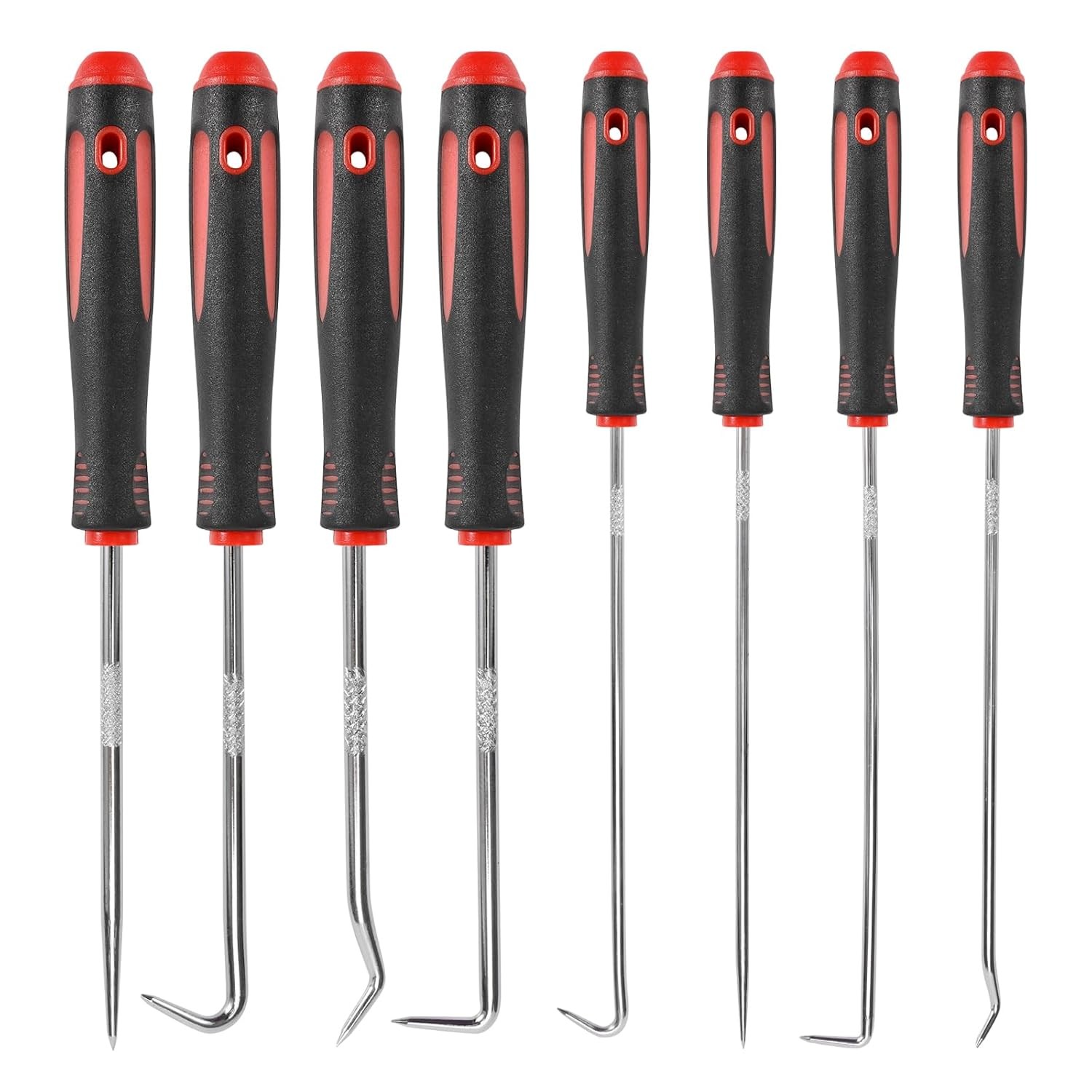 8PCS Precision Oil Seal Removal Tool Set – Black Red Automotive Pick Set