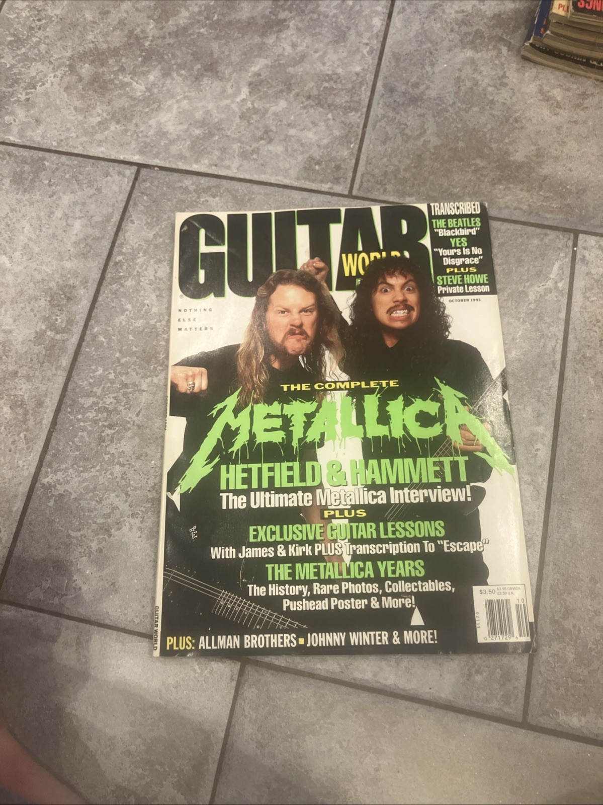 Guitar World Magazine October 1991 10 Metallica Hetfield Hammett Pushead Poster