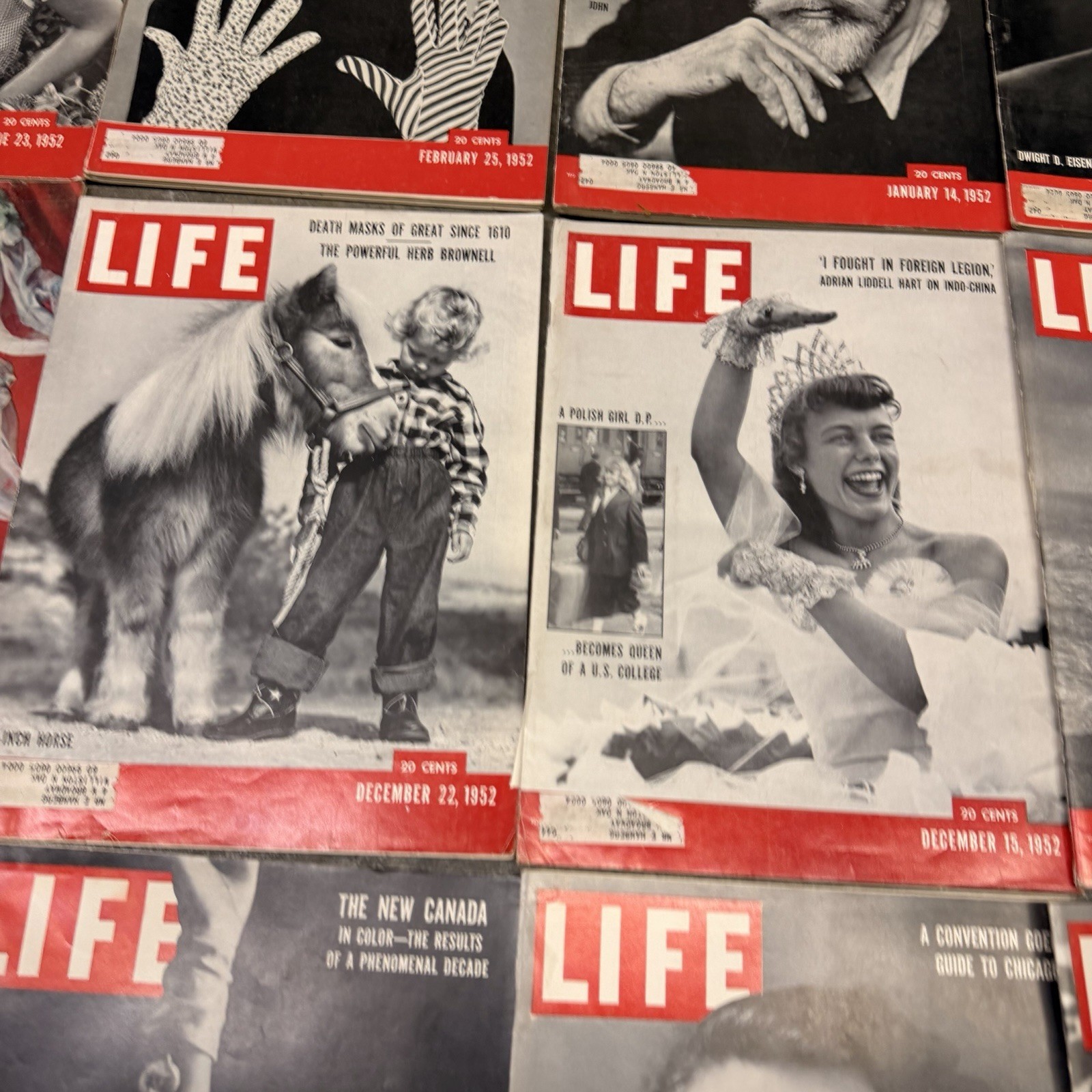 LIFE Magazine 1952 Lot of 15 Issues History Sports Celebs Politics Very Good+