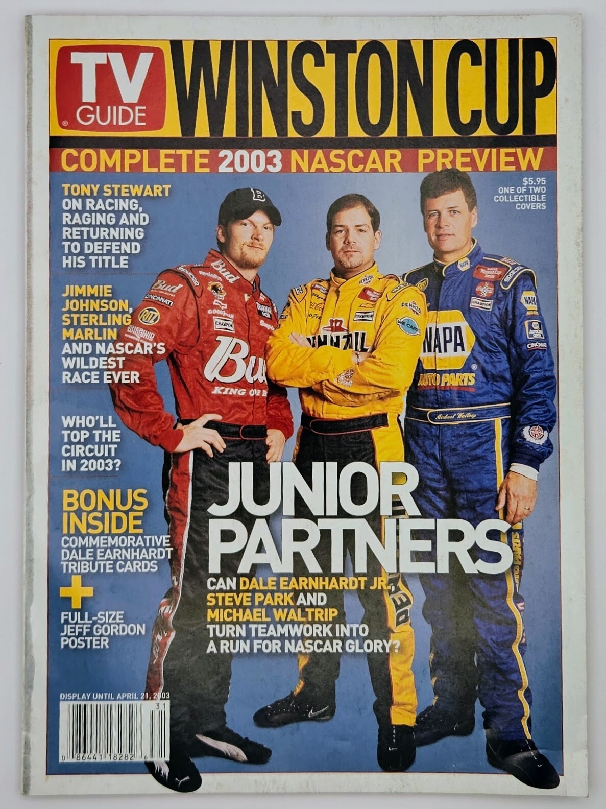 TV Guide Winston Cup 2003 NASCAR Preview Magazine + Poster & Cards