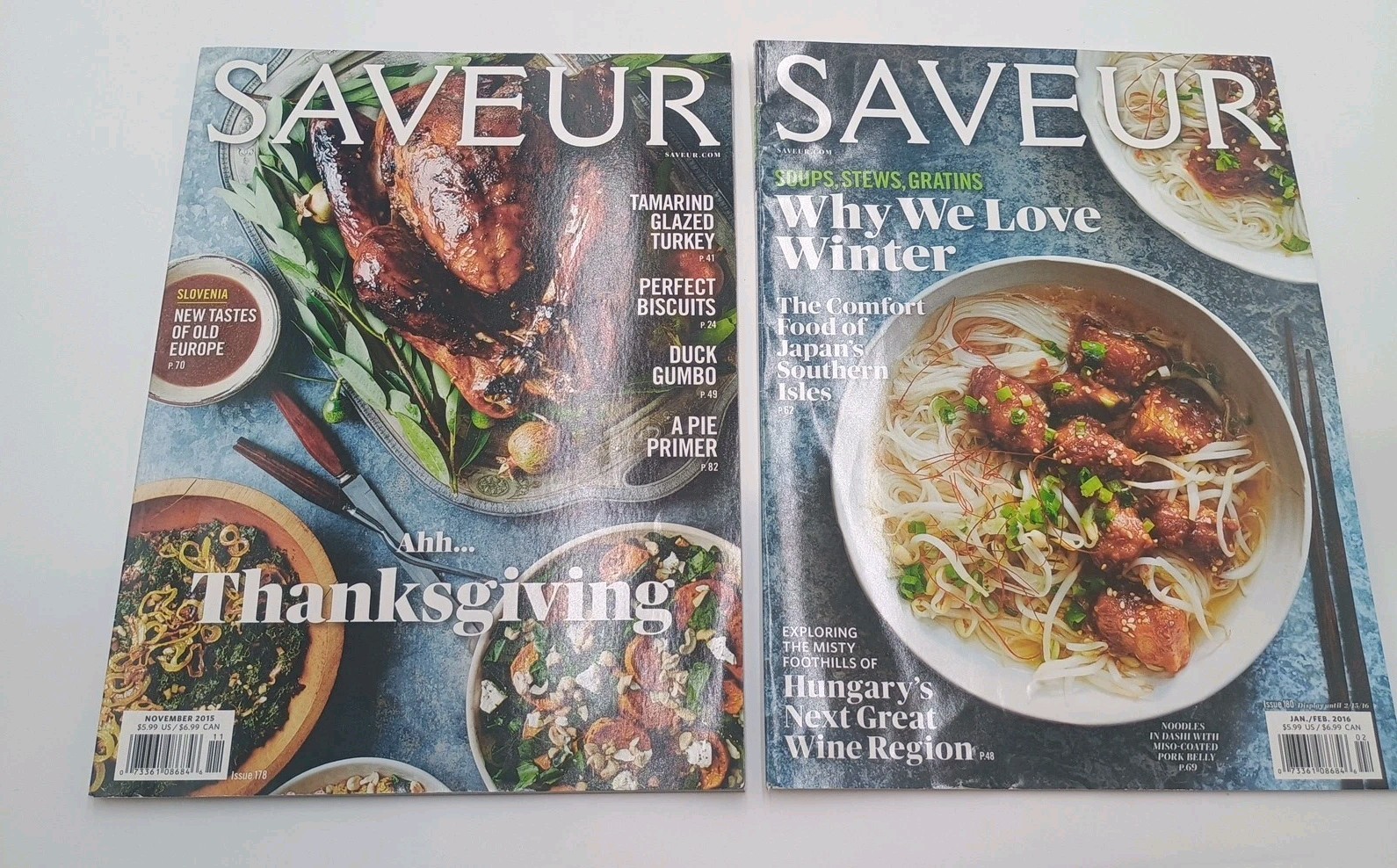 Saveur Magazine 2015 Lot of 6 Issues 172 173 174 177 178 180 Thanksgiving & More
