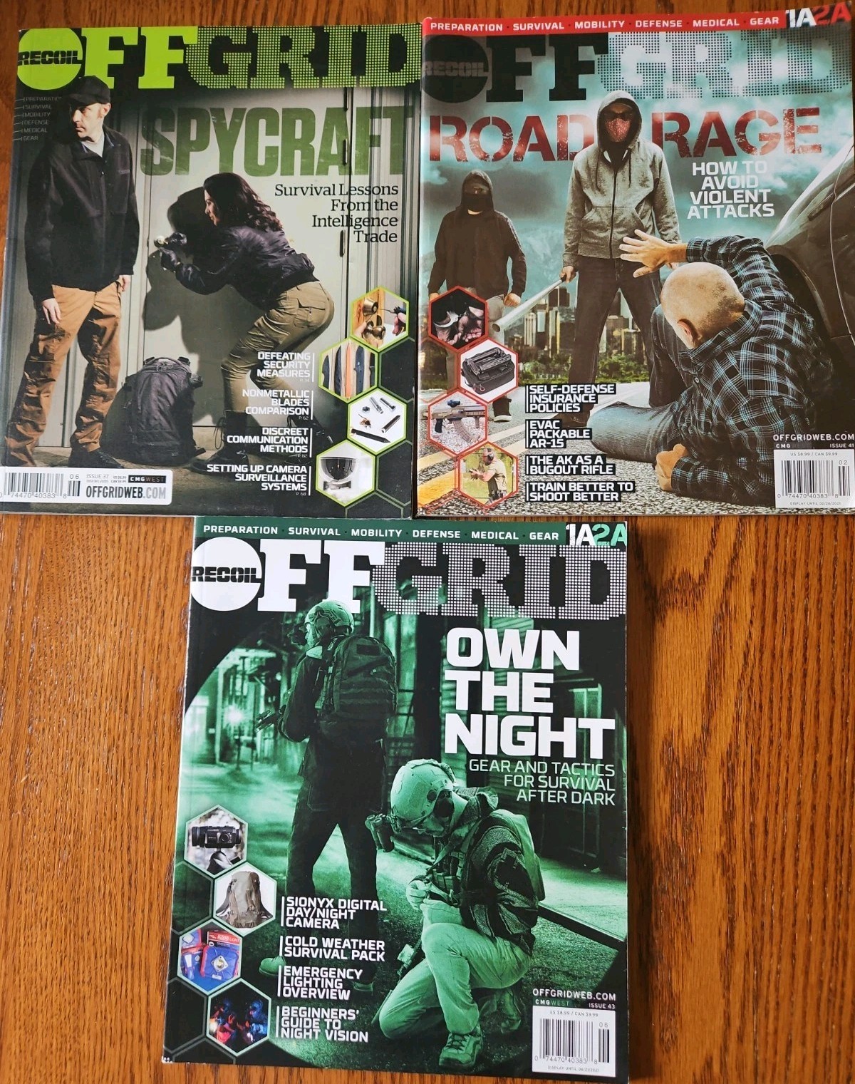 OffGrid Recoil Magazine 3 Issues 37, 41 & 43 – Spycraft, RoadRage, Own the Night