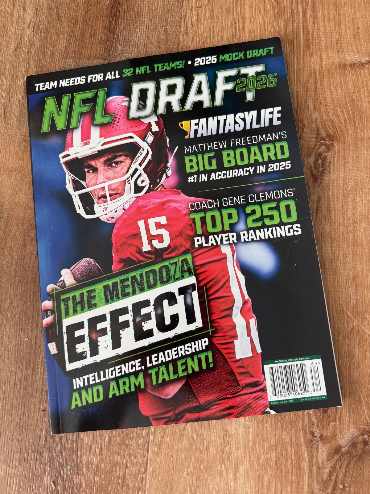 Fantasy Football Life. NFL Draft 2026. Big Board Fernando Mendoza Indiana