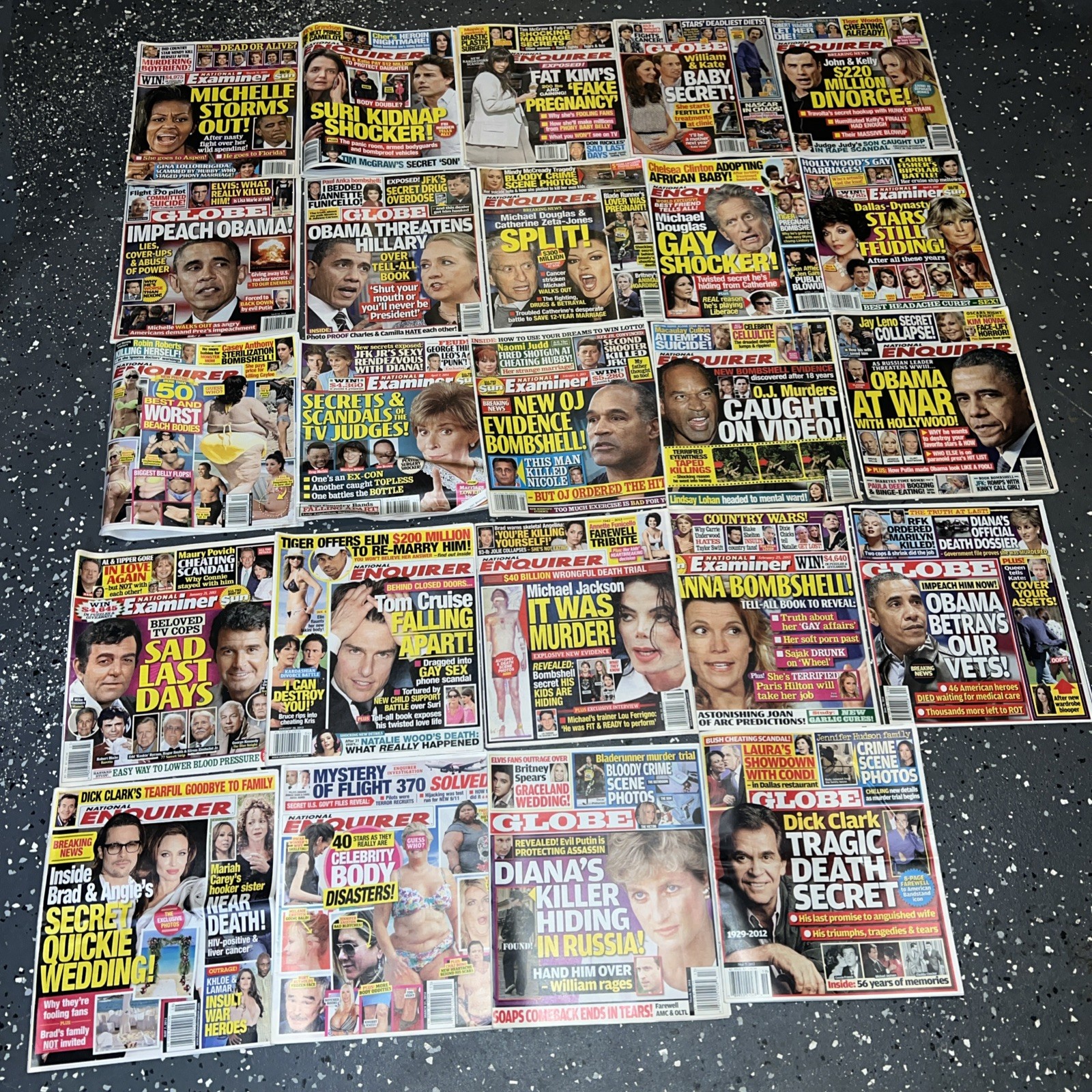 Lot Of 26 Gossip Magazines Enquirer, Globe And The National Examiner
