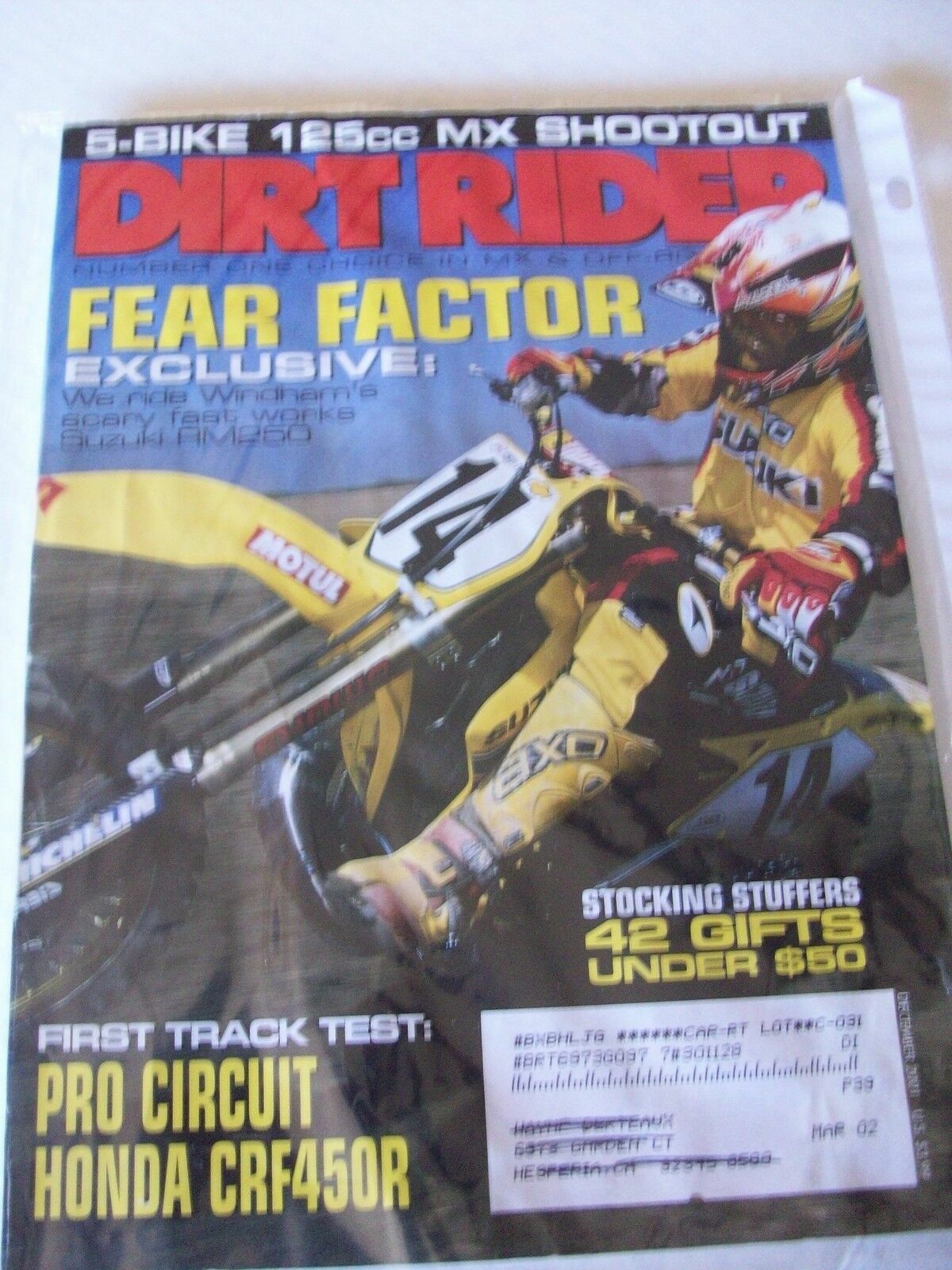 Dirt Rider Magazine WINDHAMS Scary Fast RM250 Shootout December 2001 Motocross