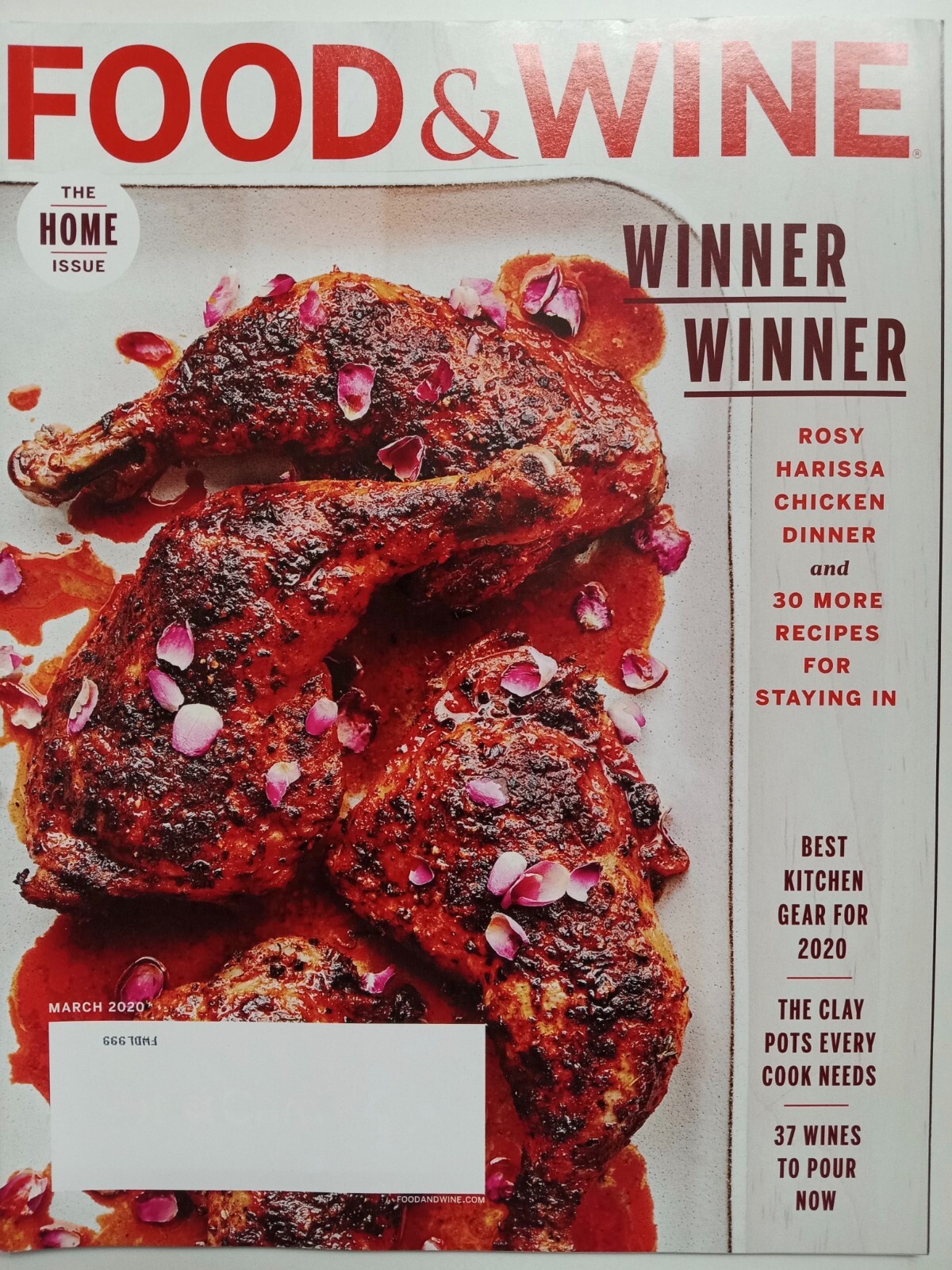 Food & Wine Magazine March 2020 Chicken Diner Recipes – Best Kitchen Gear – NEW