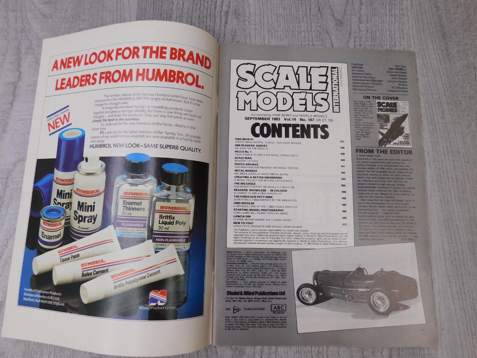 Scale Models SEP 1983 Vol 14 No.167 Boats Airplanes Car Journal Vintage Magazine