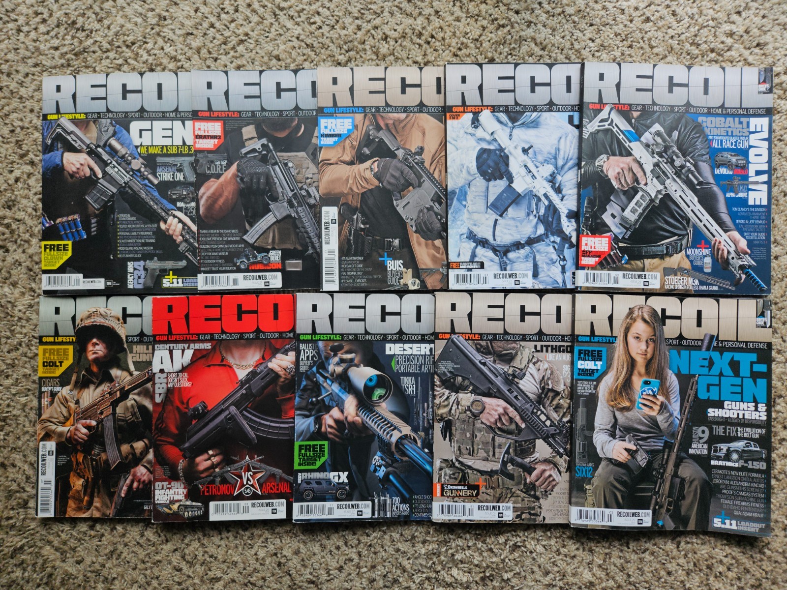 Lot Of 10 Recoil Gun Lifestyle & Concealment Magazines Issue 20-29