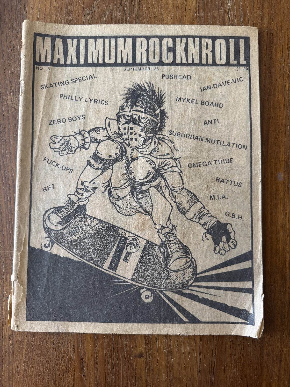 1983 MAXIMUM ROCK N ROLL #8 PUSHEAD, Ian Mackay, skate issue MRR
