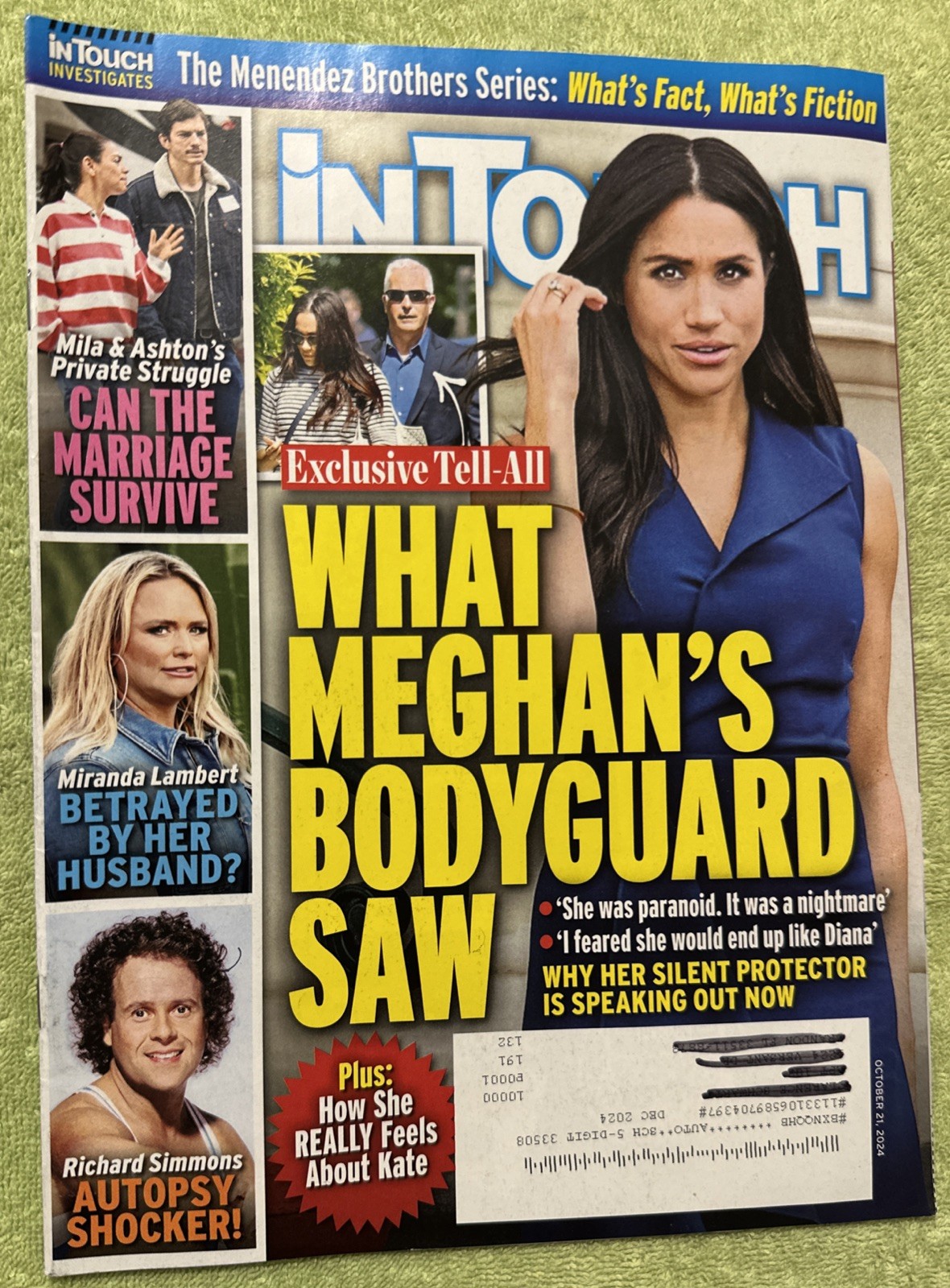 In Touch Magazine October 21, 2024 What Meghan ‘s Bodyguard Saw