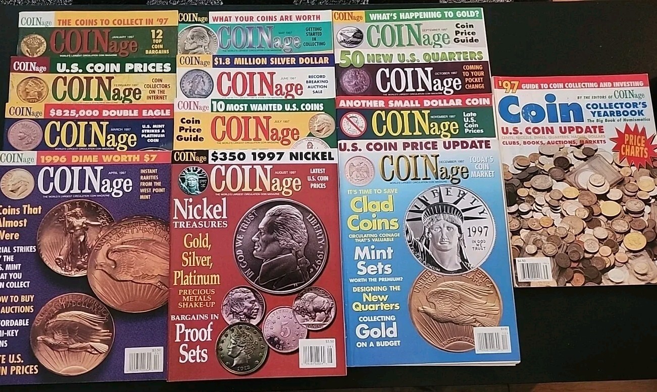Complete Set Of 1997 Coinage Magazines + 1997 Collectors Yearbook. 13 Total