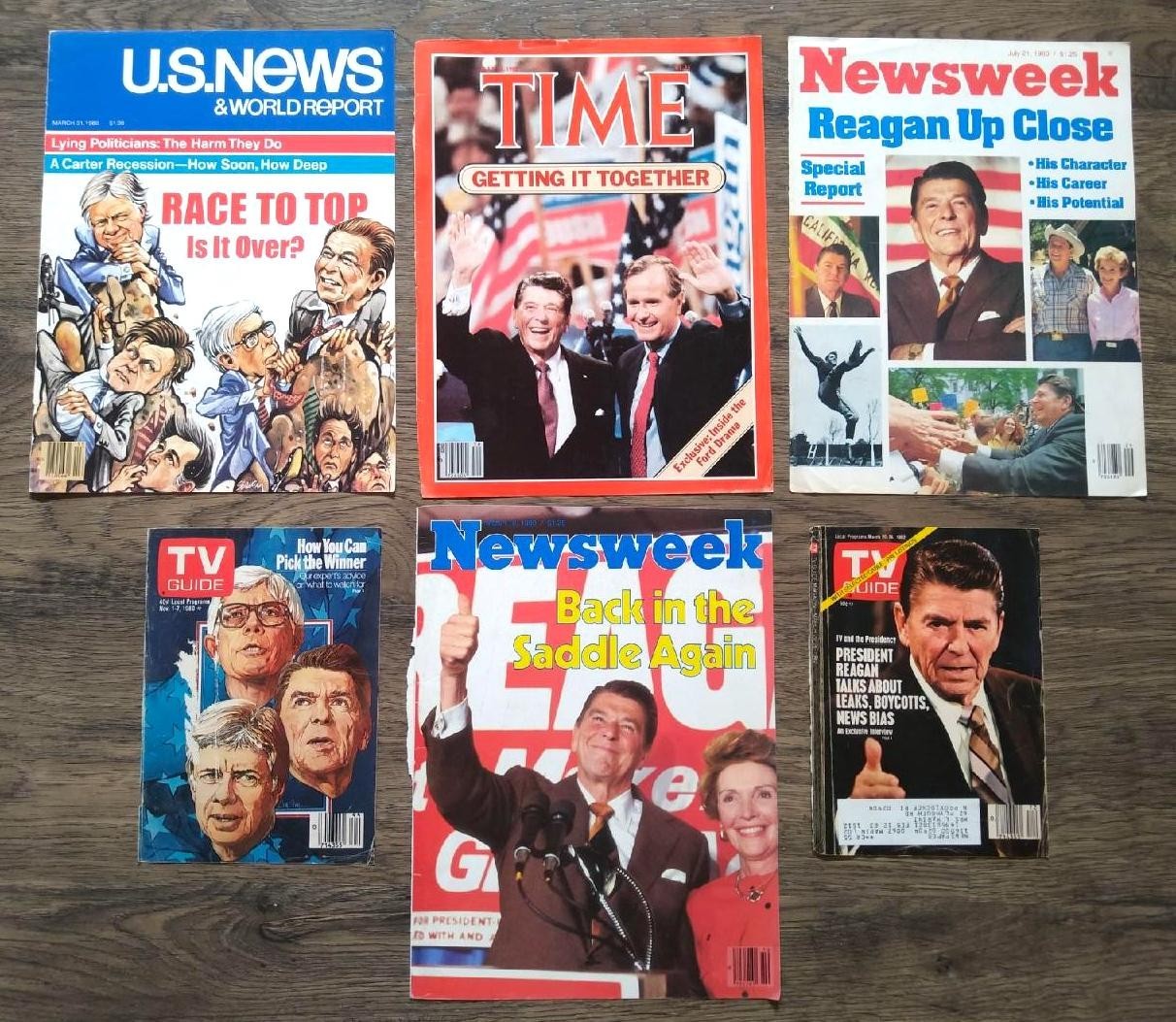 RONALD REAGAN MAGAZINE COVER LOT OF 6 – 1980s – Covers Only – TV Guide Etc