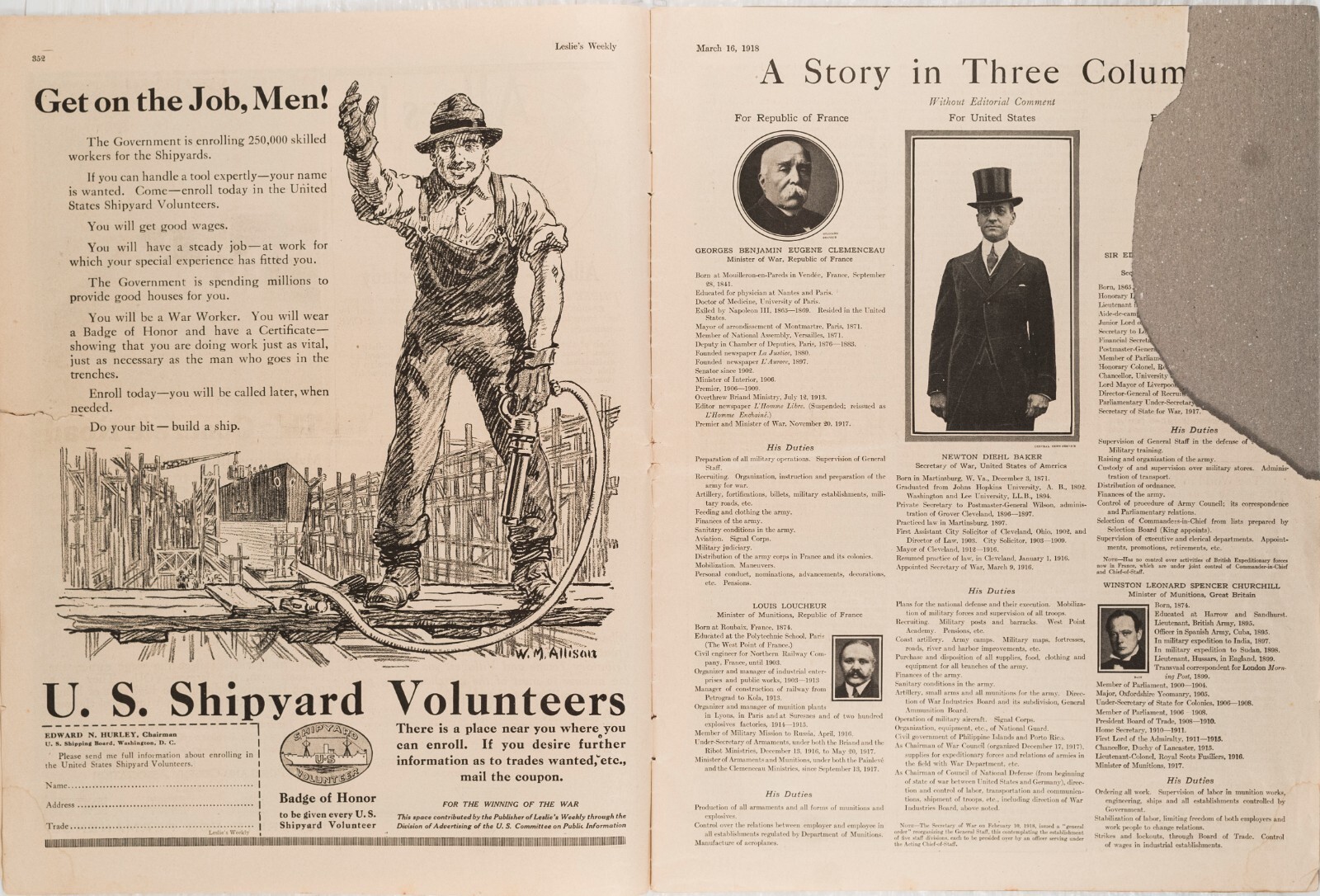 MAR 16 1918 LESLIES ILLUSTRATED WEEKLY MAGAZINE WW 1 PHOTOS M615