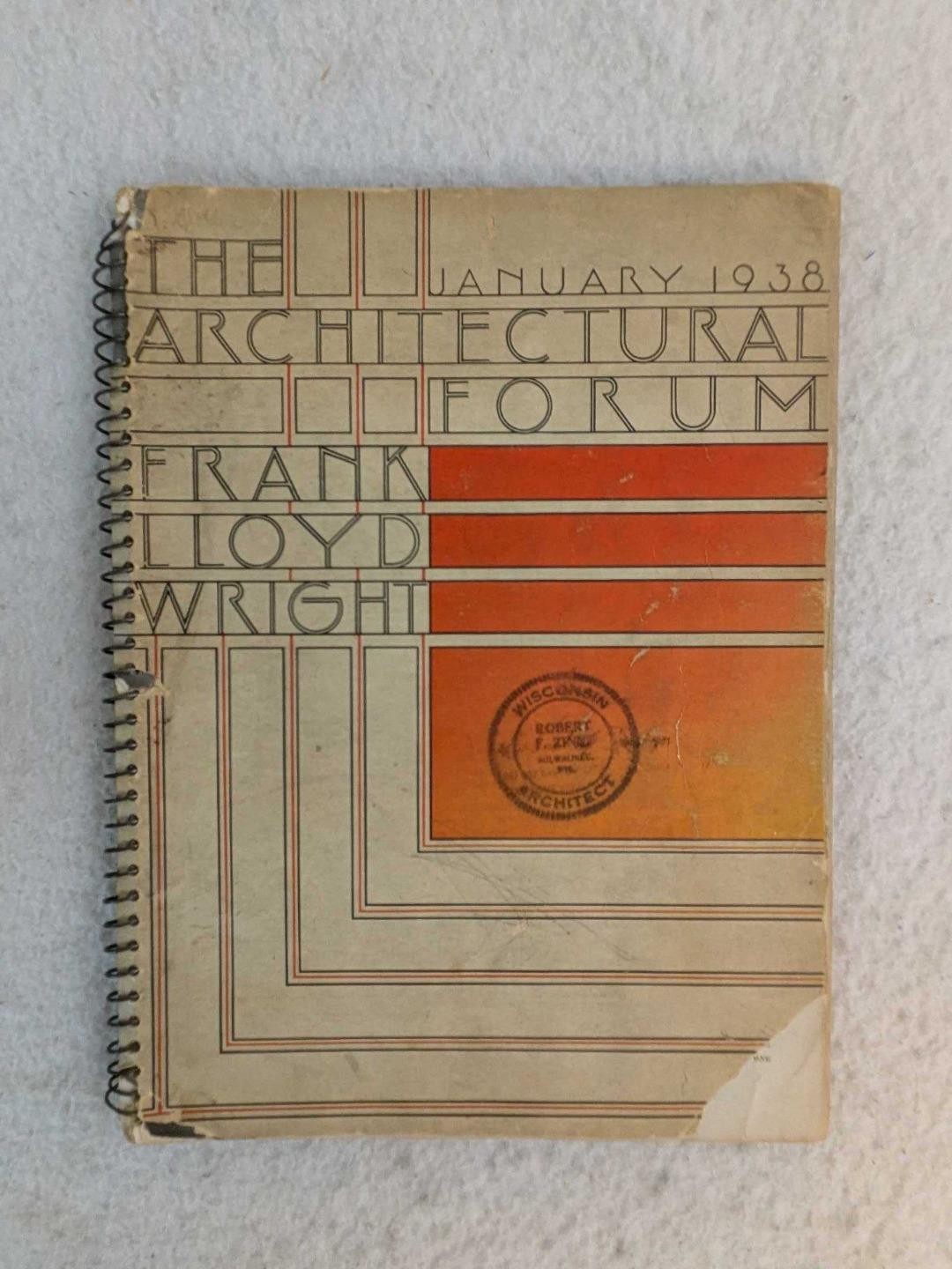 Vintage THE ARCHITECTURAL FORUM January 1938 FRANK LLOYD WRIGHT ISSUE