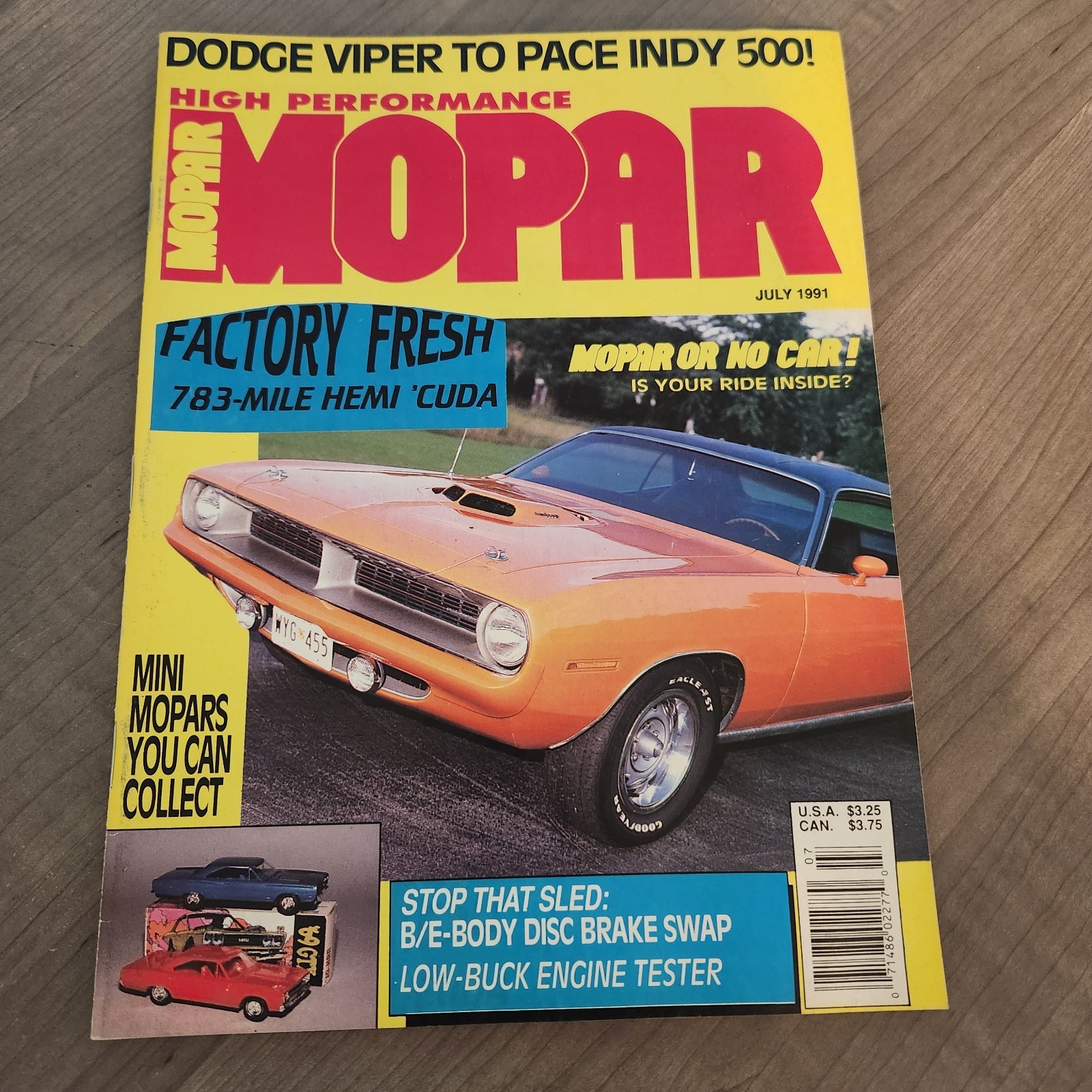 July 1991 Mopar High Performance Magazine Dodge Viper Pace Indy 500