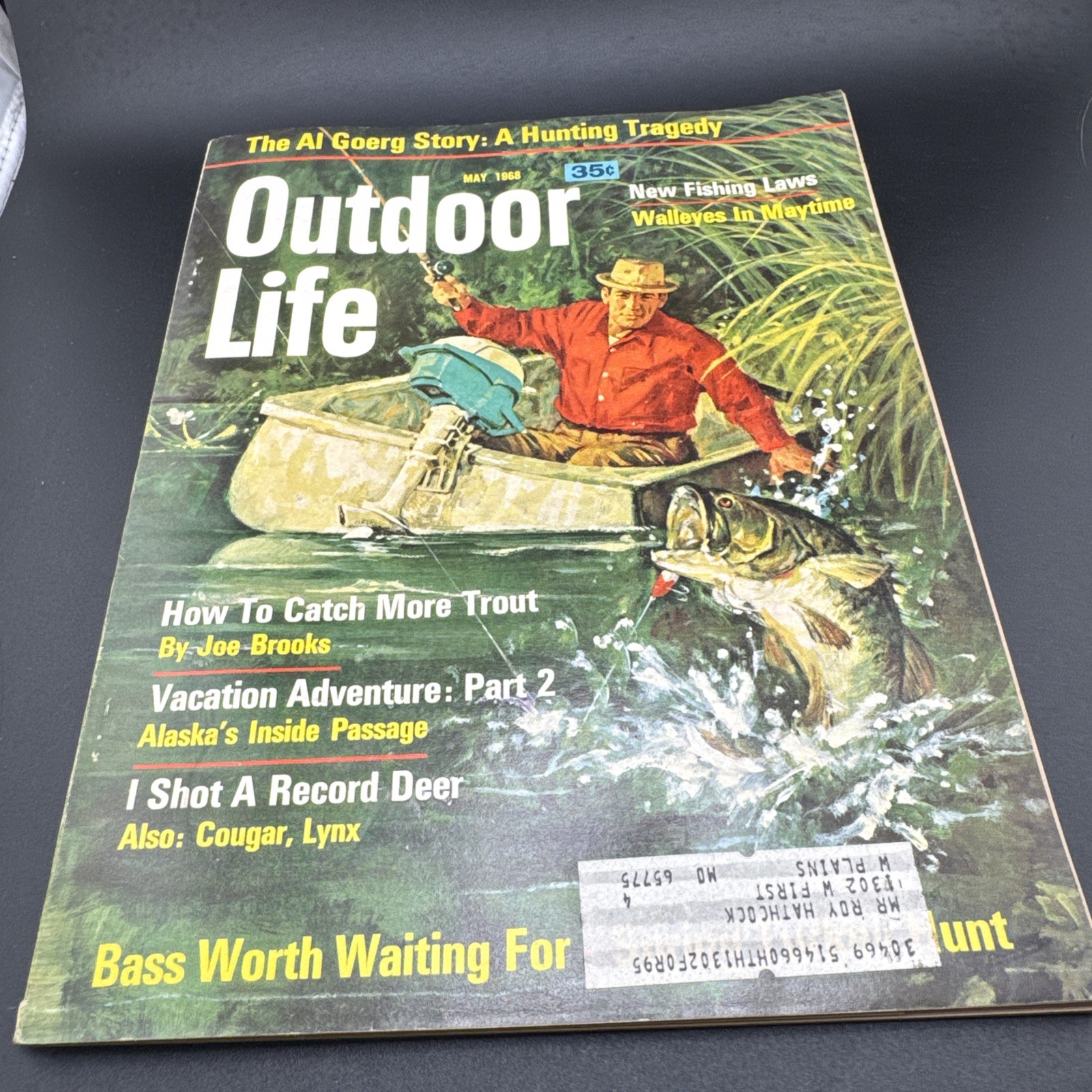 1968 MAY OUTDOOR LIFE MAGAZINE – ILLUSTRATED COVER, STORIES, PHOTOS –