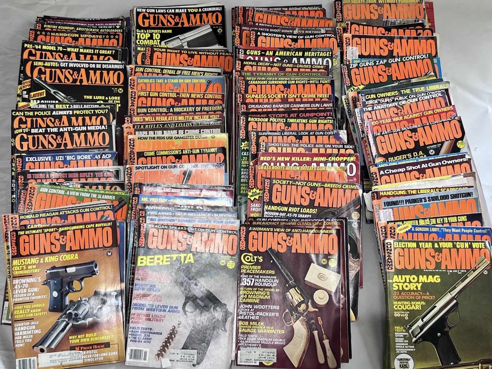 Guns & Ammo Magazine Lot of 110 – Handguns, Rifles, Combat Guns (80-90s Issues)