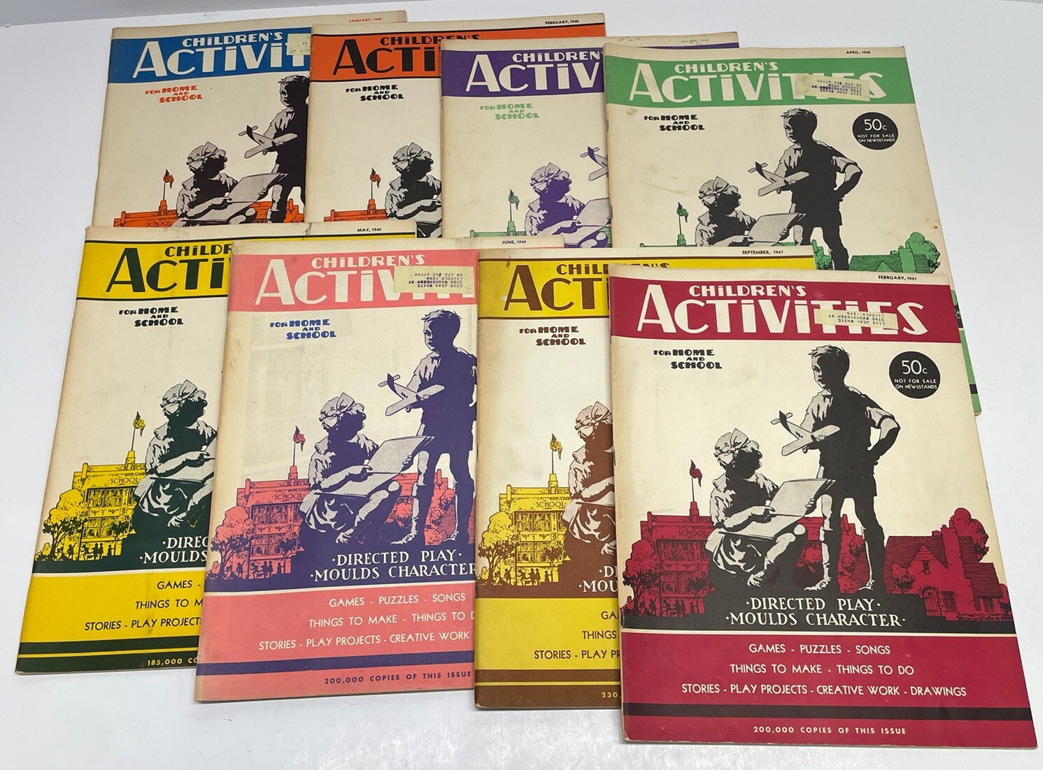 Vtg WW2 Era Children’s Activities Homeschool Magazine x8 Games Poetry 1940-41