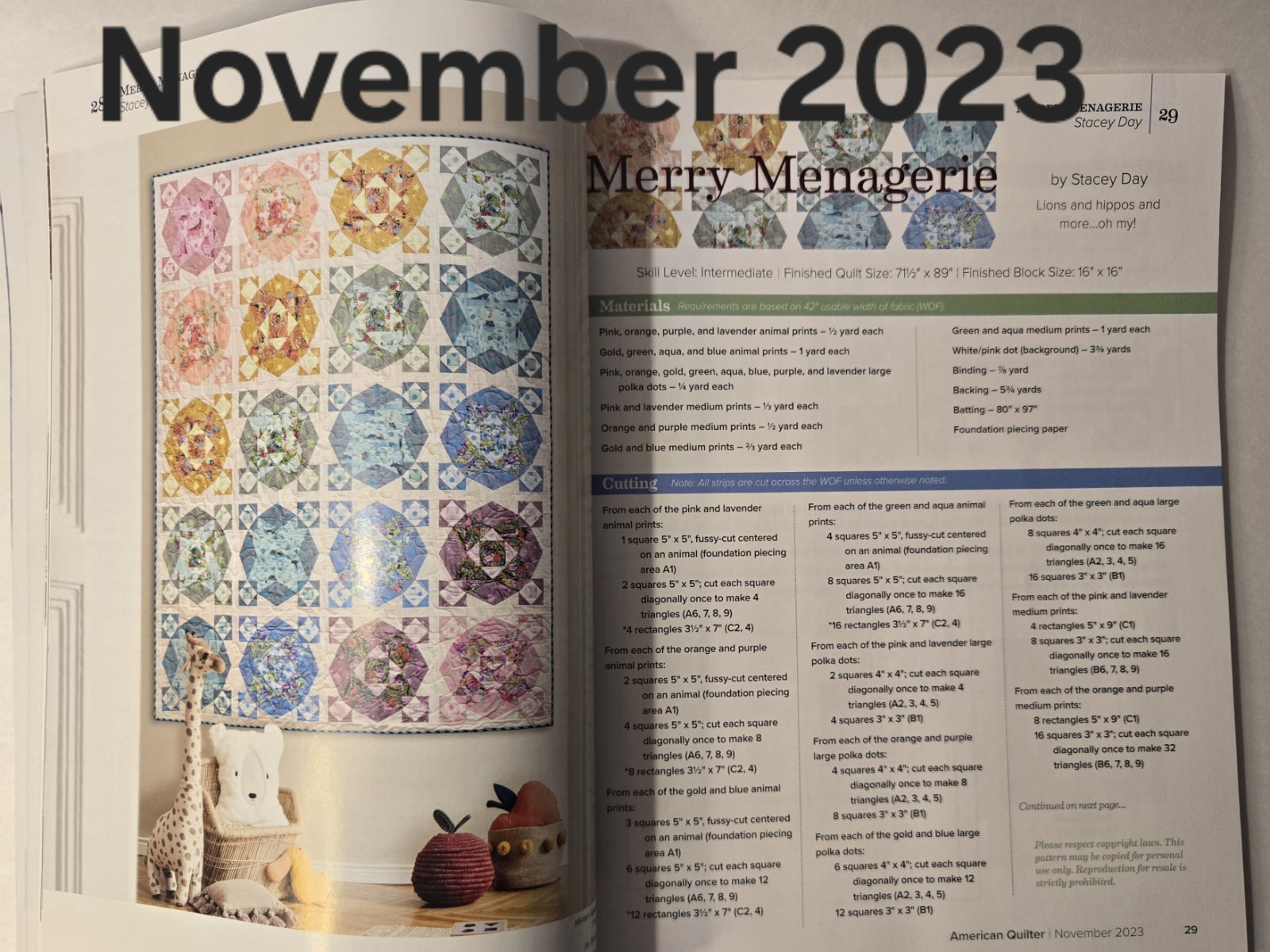 American Quilter magazines 2023/2024 (6 Different Months Available)