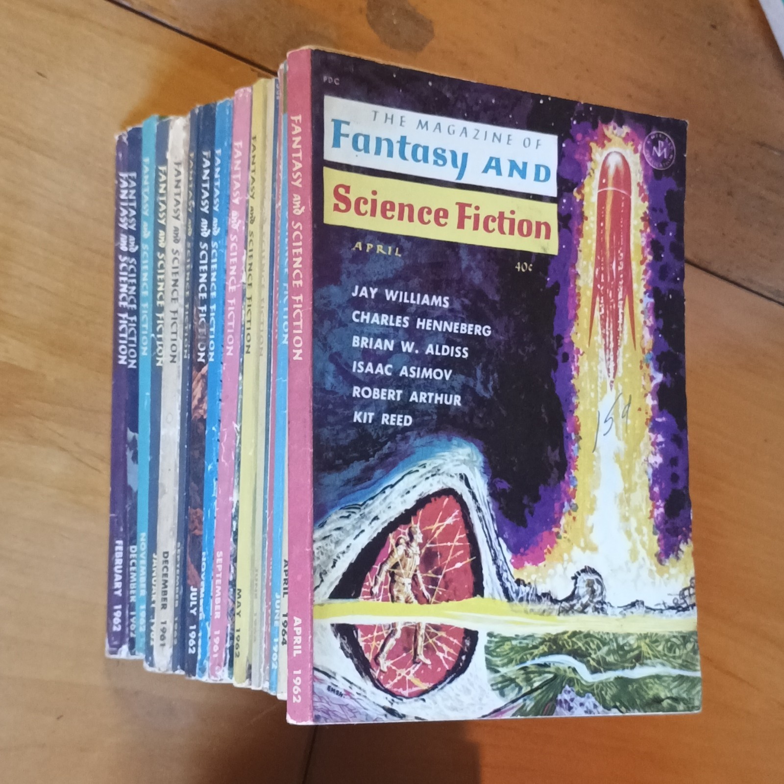 Lot Of 45 Pulp Magazines of Fantasy and Science Fiction Featuring Lots Of Asimov