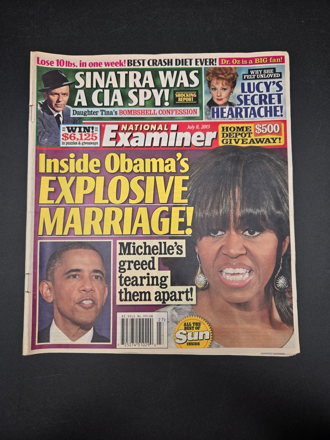 National Examiner Magazine July 8 2013 Obamas Explosive Marriage Sinatra Spy