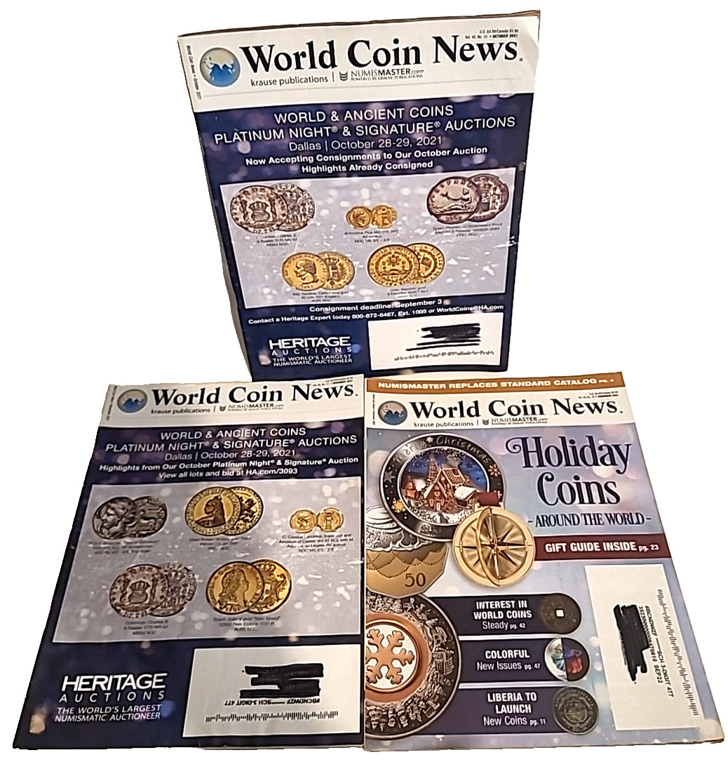 Lot #3 World Coin News Krause Publications Oct Nov Dec 2021 Numismaster Holiday
