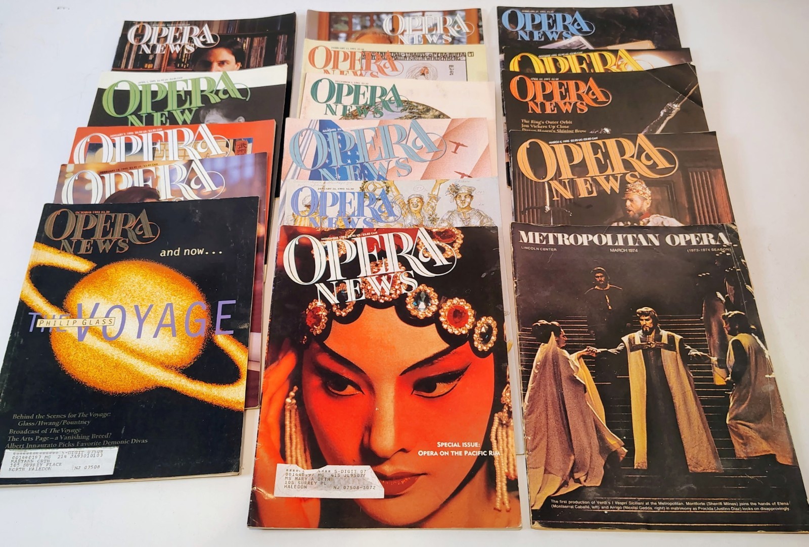 Lot of 15 Vintage Opera News Magazines 1994-95