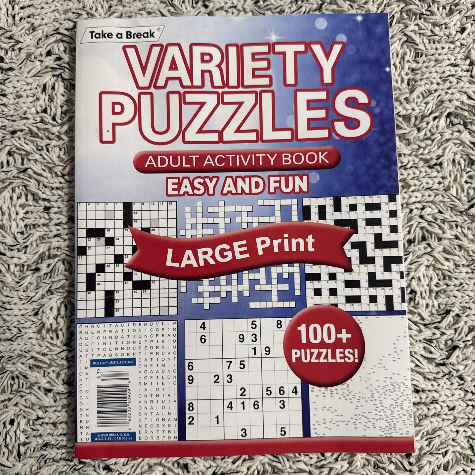 Take a Break «Variety Puzzles LARGE PRINT» Adult Activity Book Over 100 Puzzles
