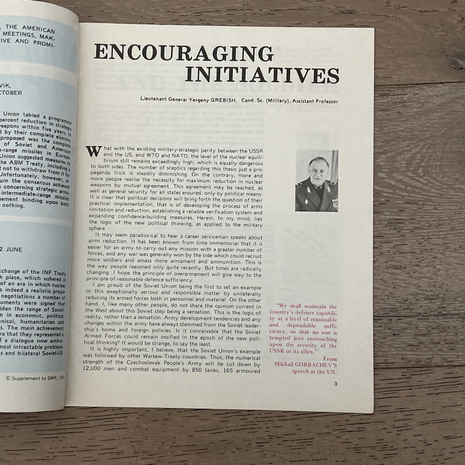 SOVIET MILITARY REVIEW Supplement 1989 Dialogue for Peace & Security Reagan Bush