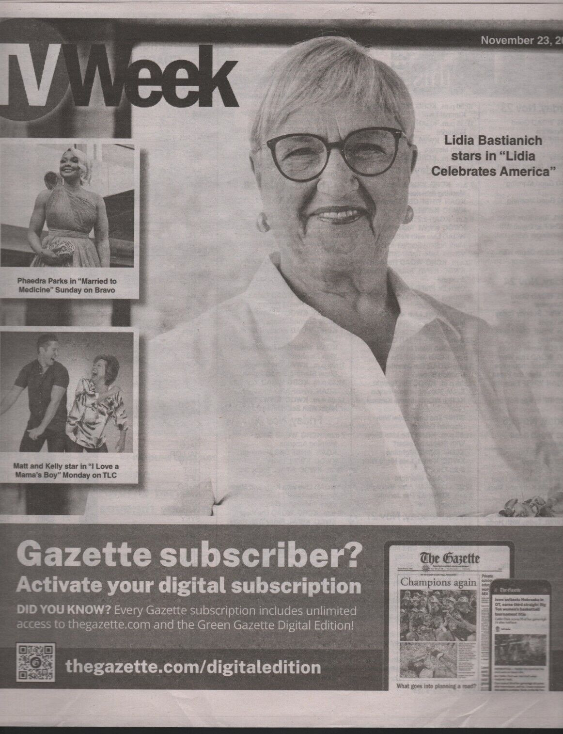 TV Week Magazine November 23 2024 Lidia Bastianich Lidia Celebrates America
