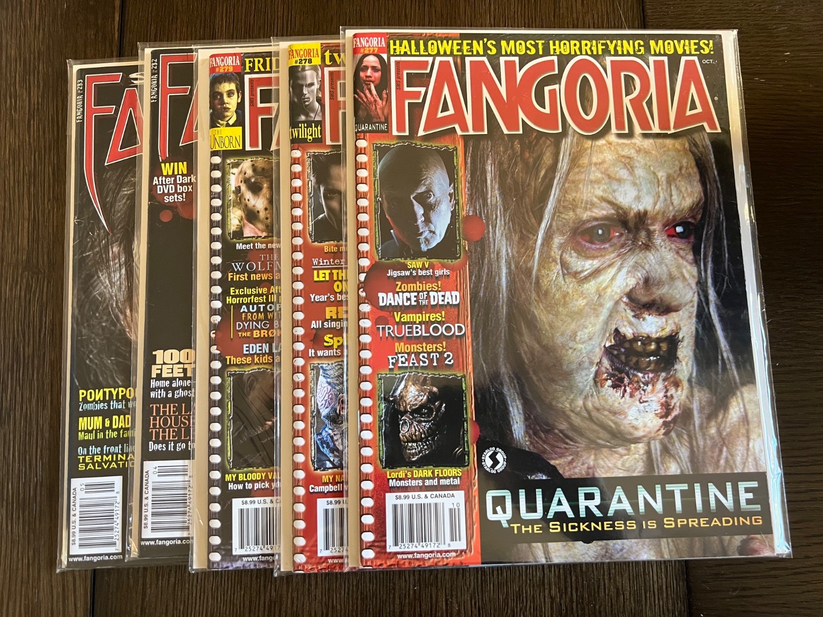 Fangoria Lot of 5 Magazines Issues 277 278 279 282 283 Bagged and Boarded