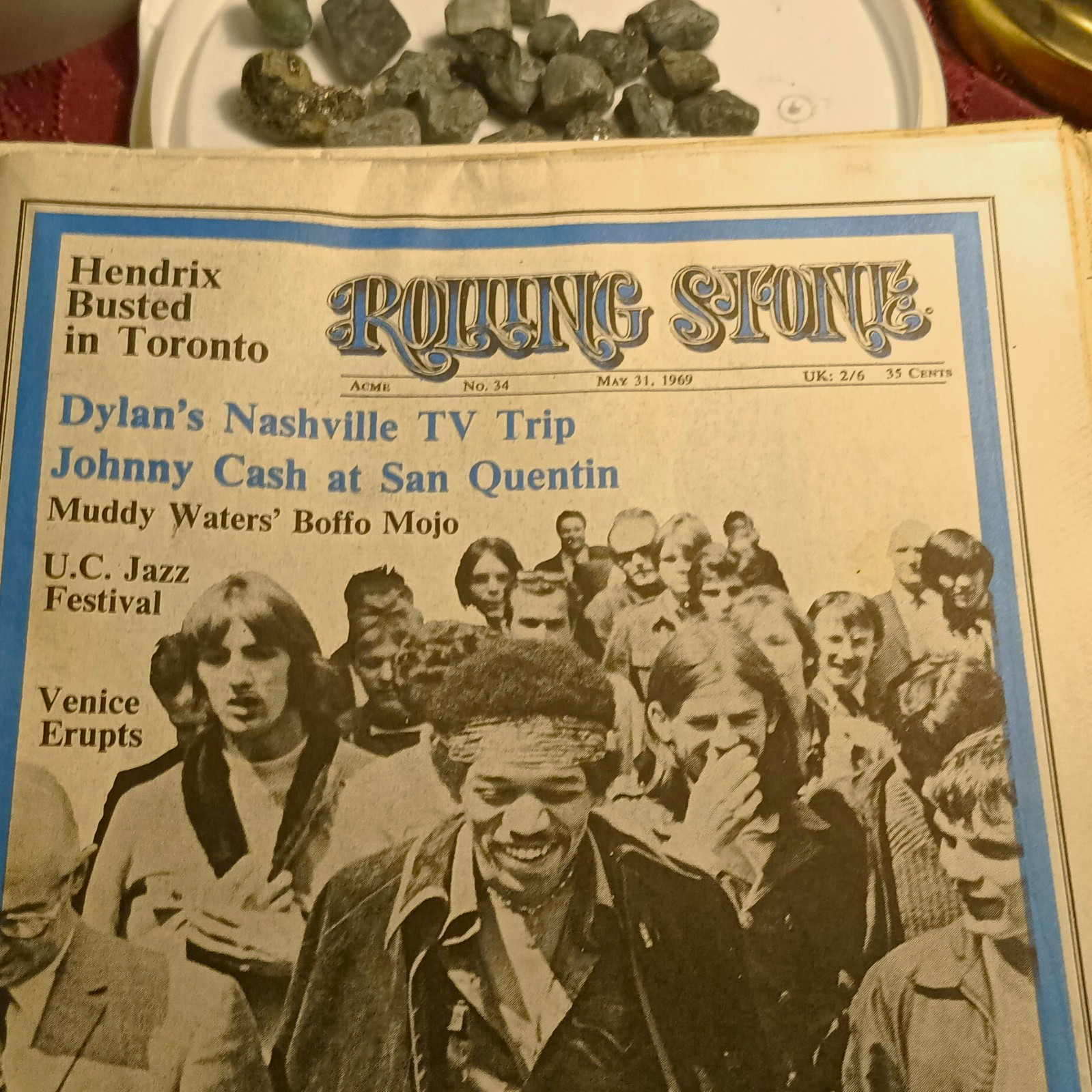 Rolling Stone Issue #34 May 1969 Illustrated Music: Hendrix, Dylan, Cash
