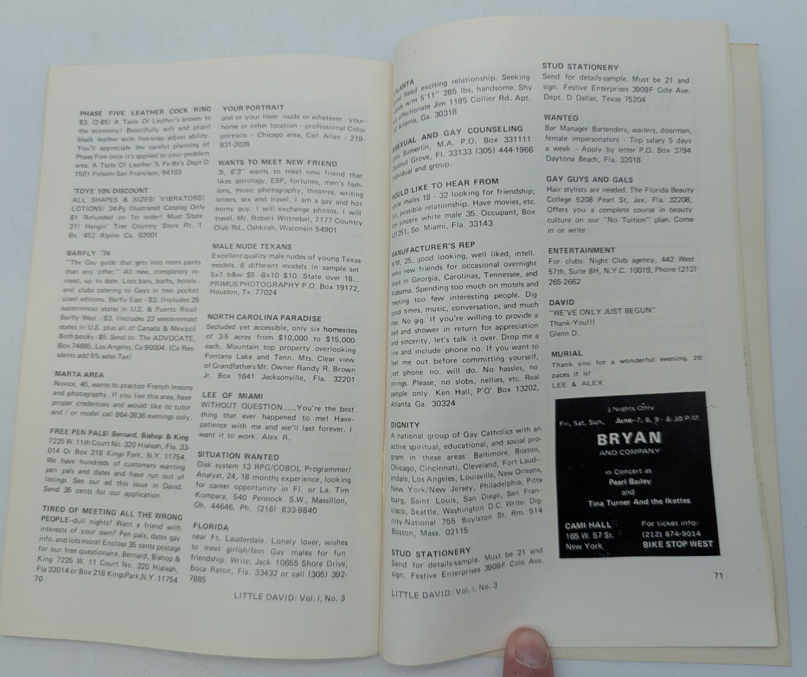 1974 Little David Travel Magazine Vintage Guide to Gay Clubs Bars
