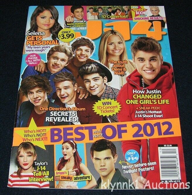 J-14 Magazine December 2012 One Direction Twilight Selena Justin Bieber