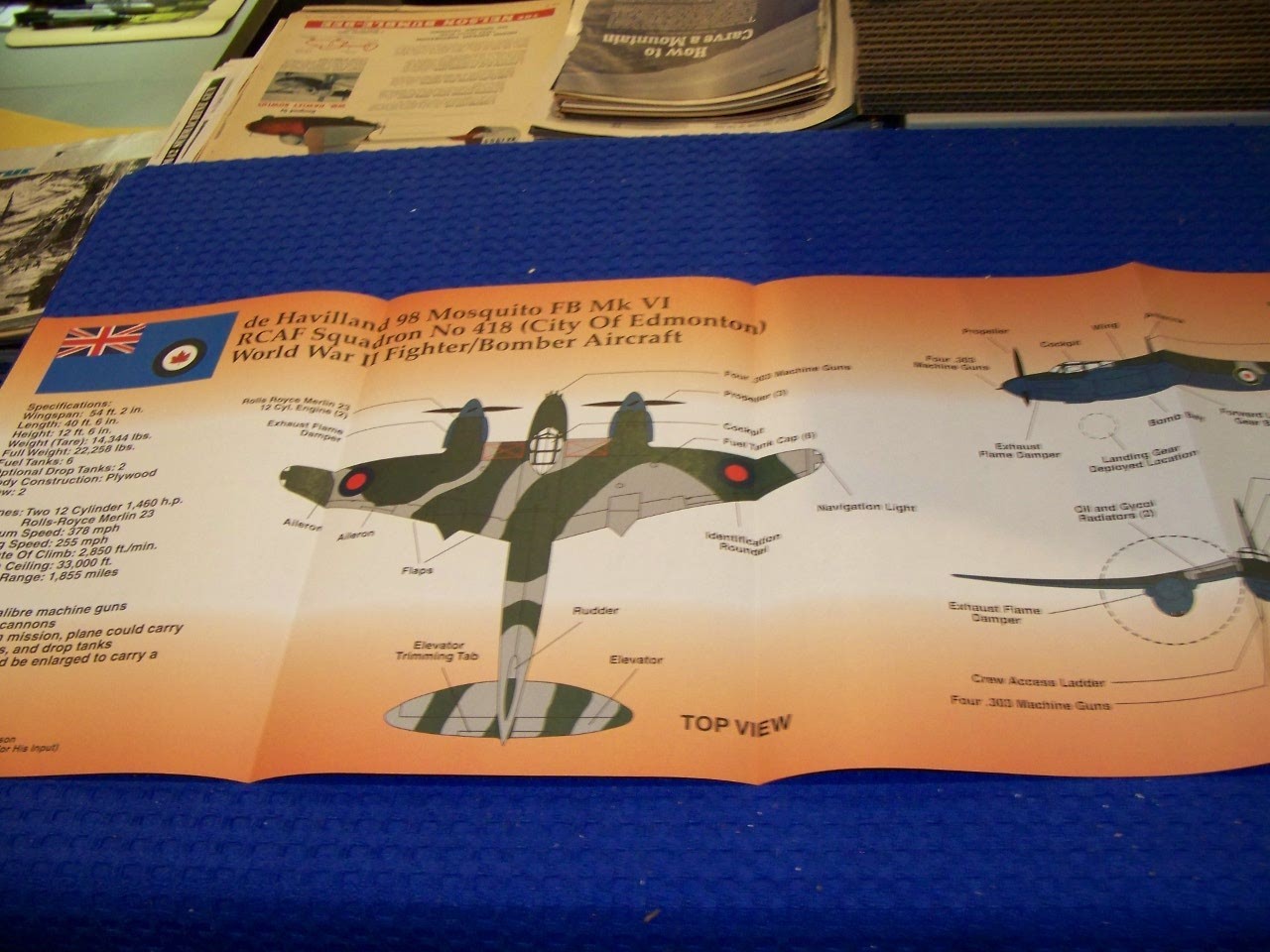 DE HAVILLAND 98 MOSQUITO & HMS VICTORY.. 4-PAGE POSTER/3-VIEWS (487QQ)