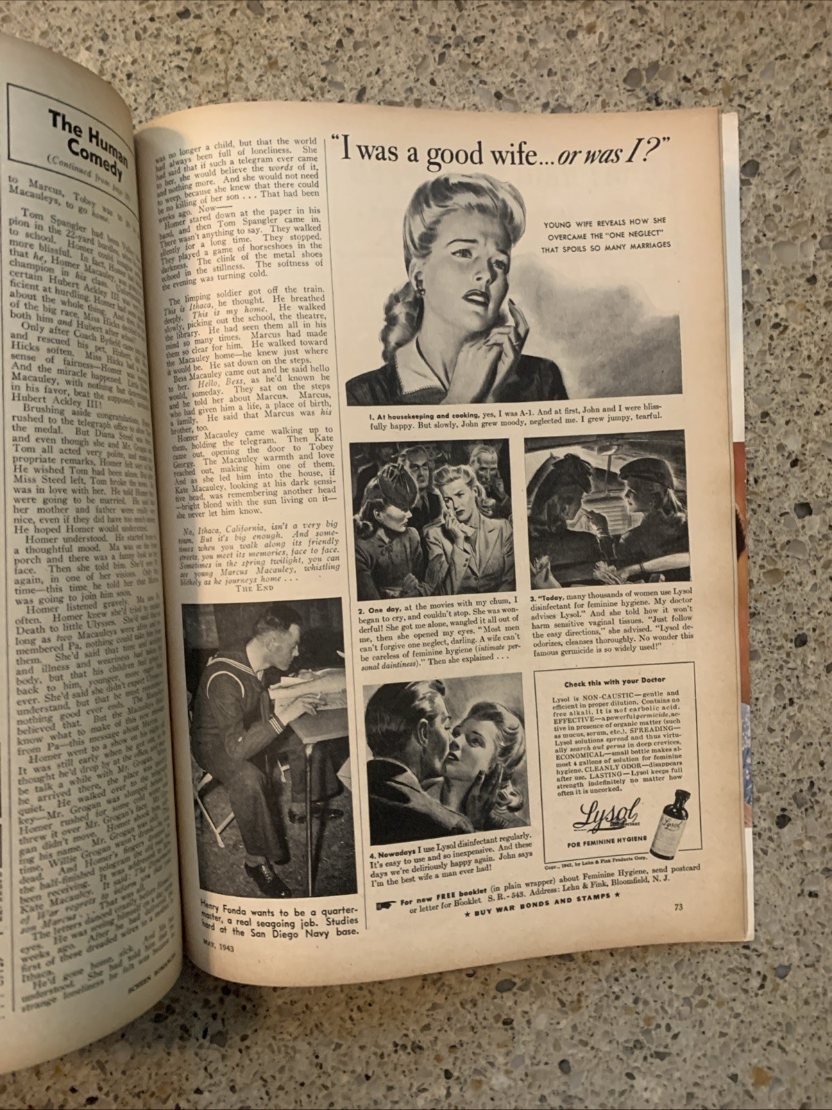 1943 MAY SCREEN ROMANCES MAGAZINE – LARAINE DAY & CARY GRANT COVER – E 16522